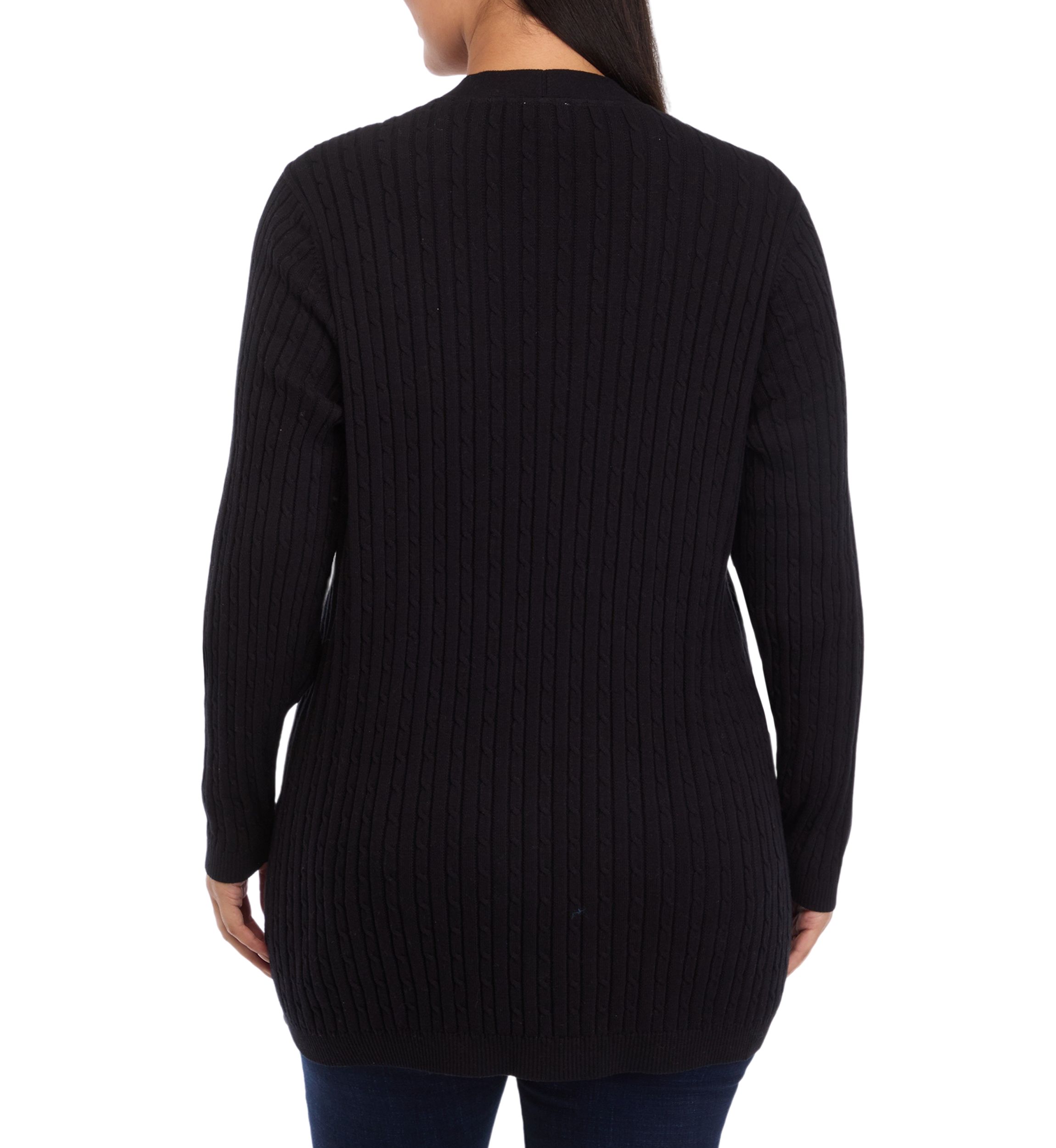 Plus Size Long Sleeve Cable Knit Cardigan 