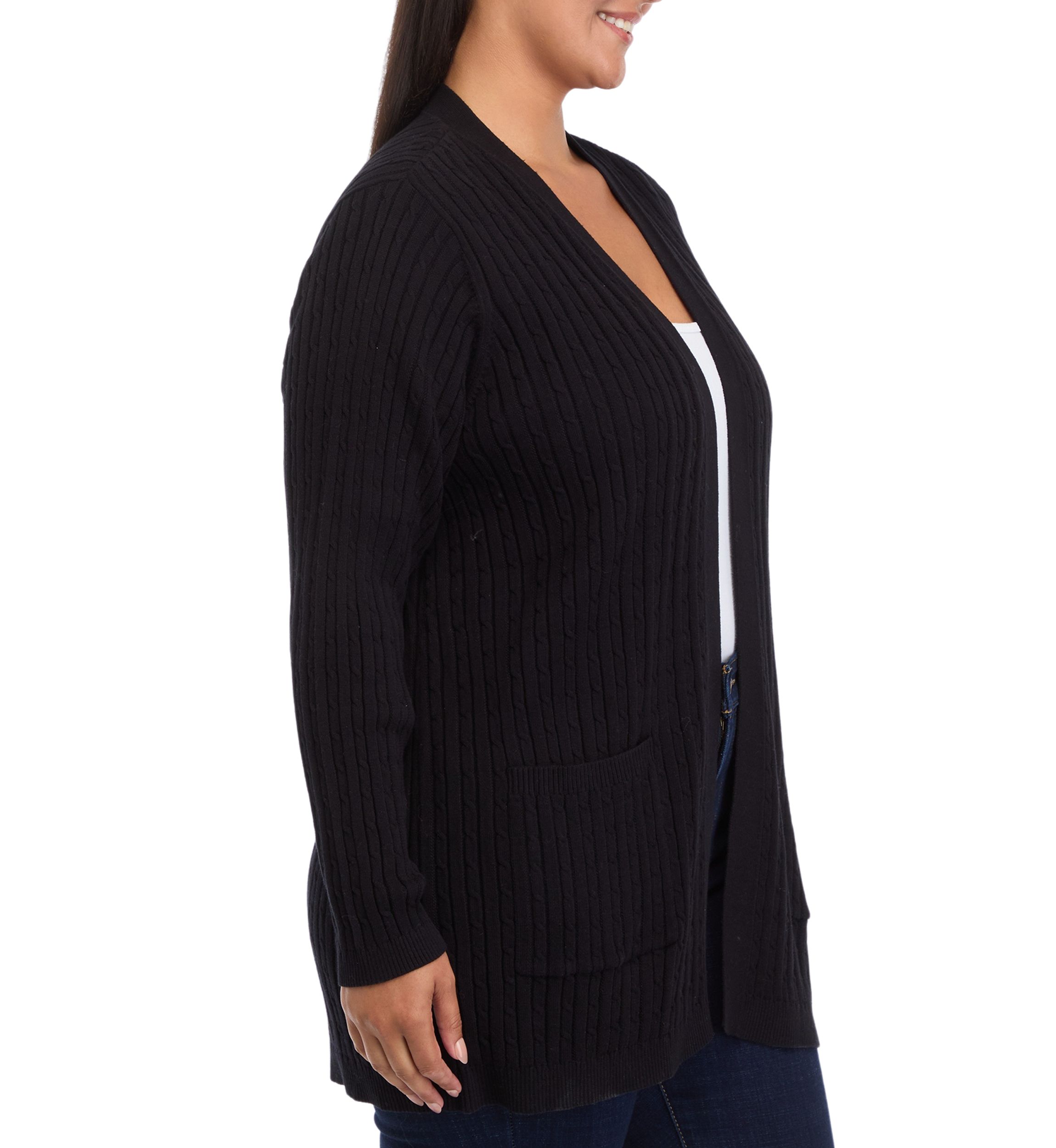 Plus Size Long Sleeve Cable Knit Cardigan 