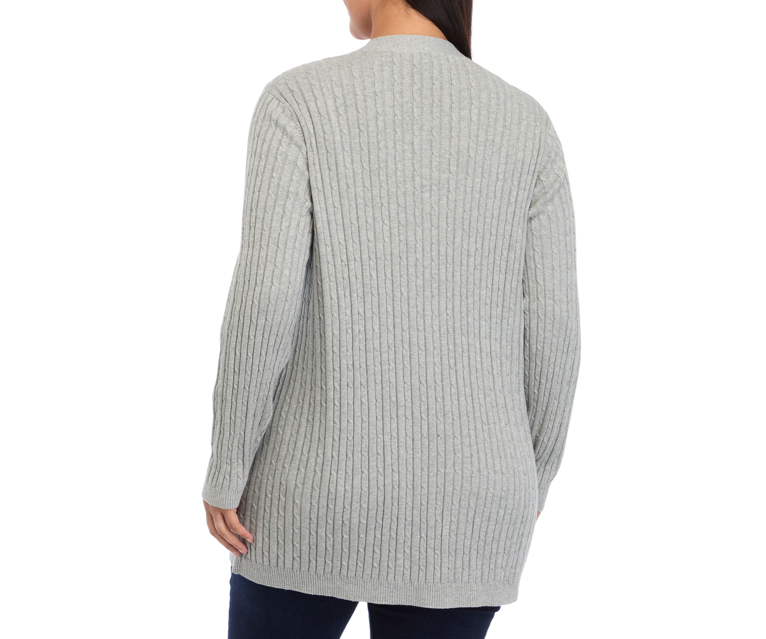   Plus Size Long Sleeve Cable Knit Cardigan 