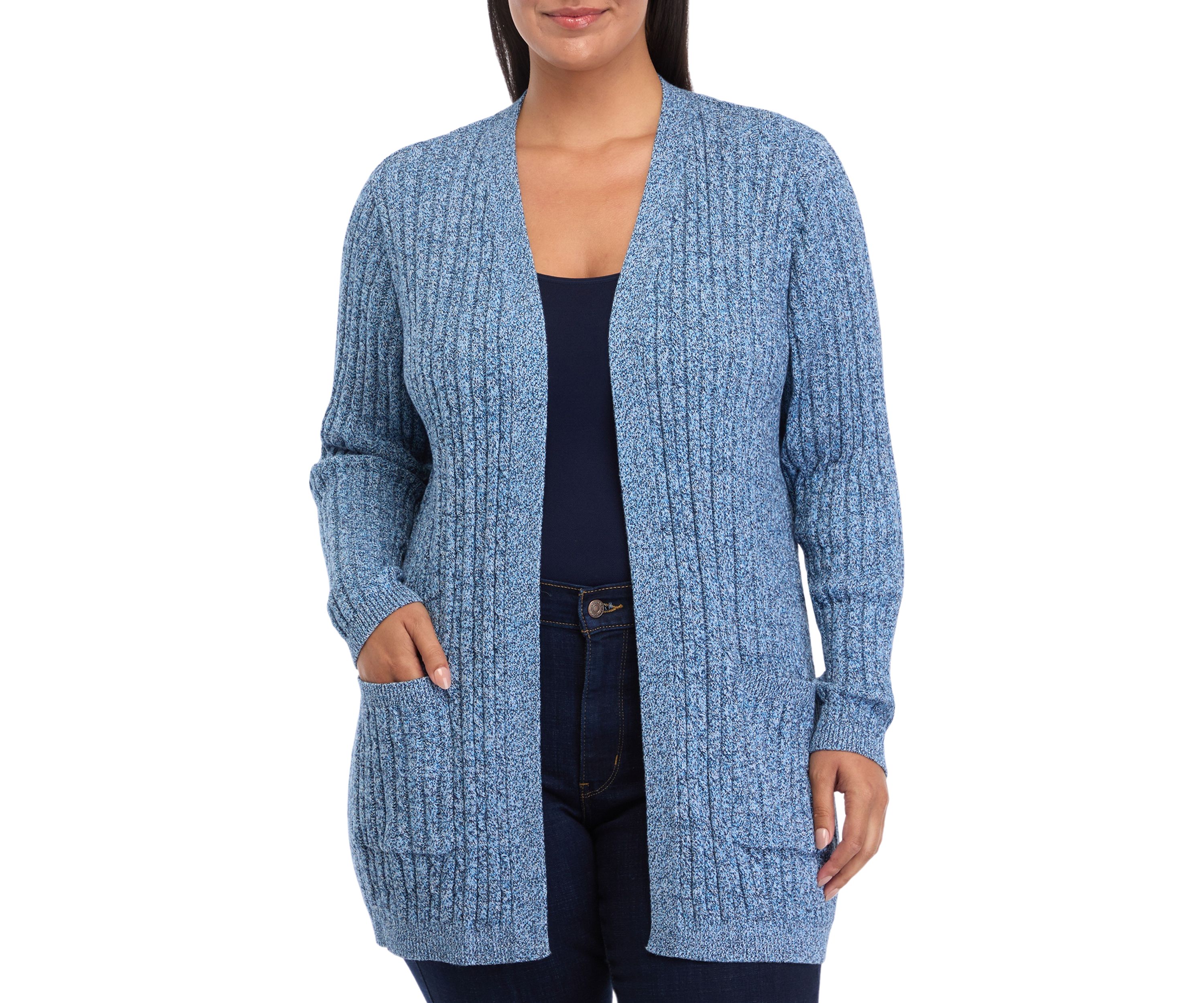   Plus Size Long Sleeve Cable Knit Cardigan 