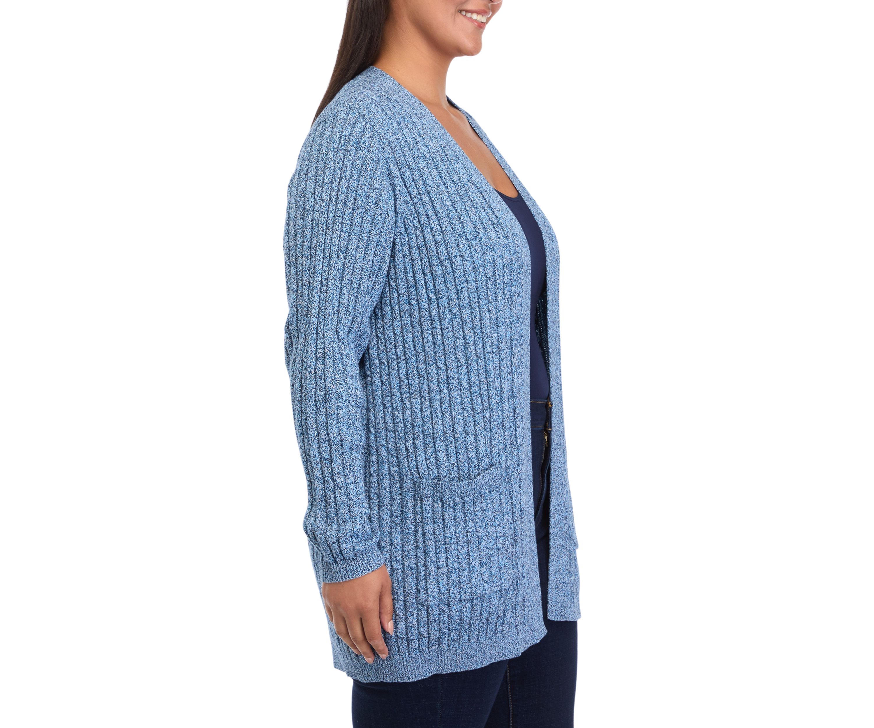   Plus Size Long Sleeve Cable Knit Cardigan 