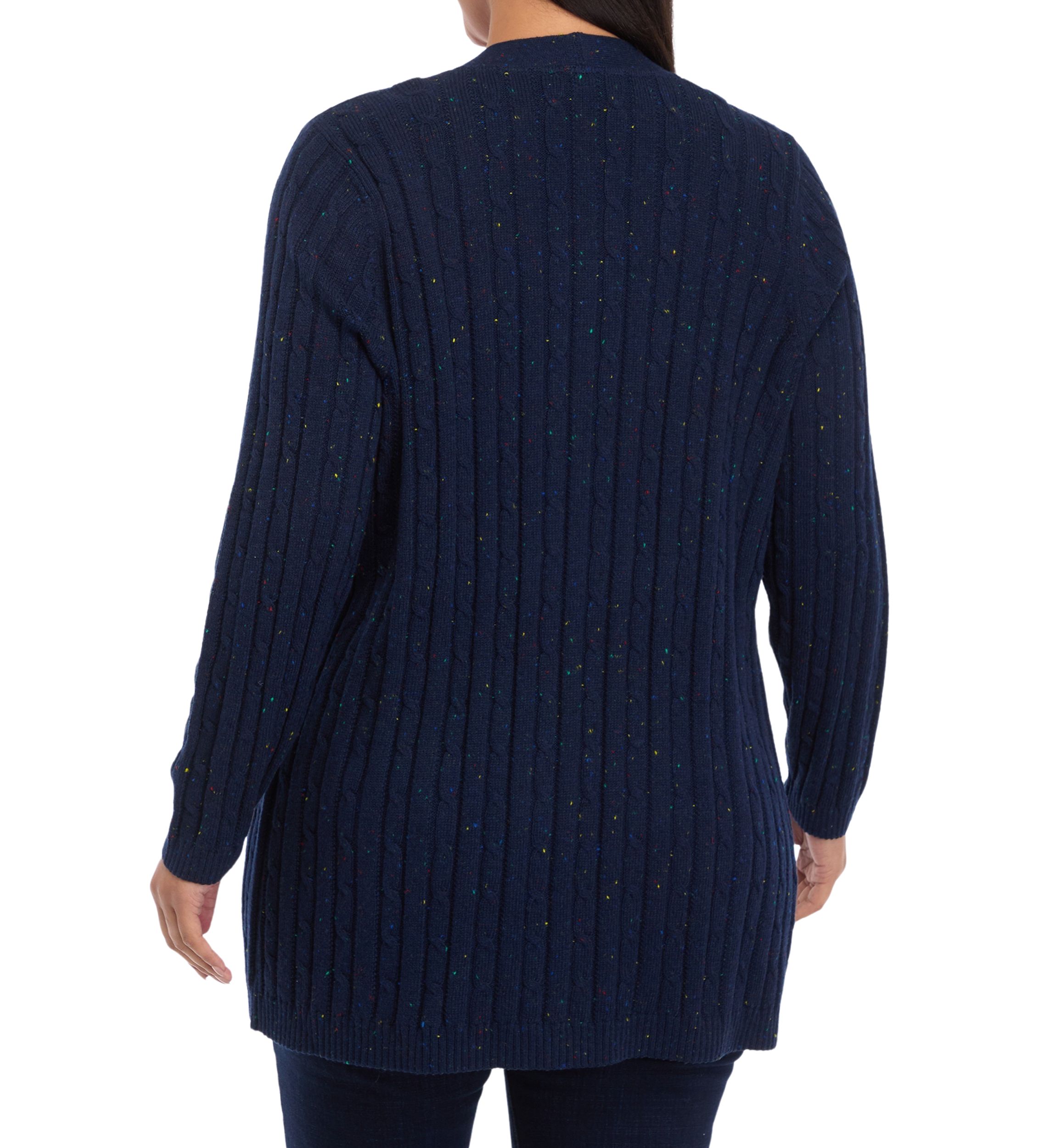  Plus Size Long Sleeve Cable Knit Cardigan 