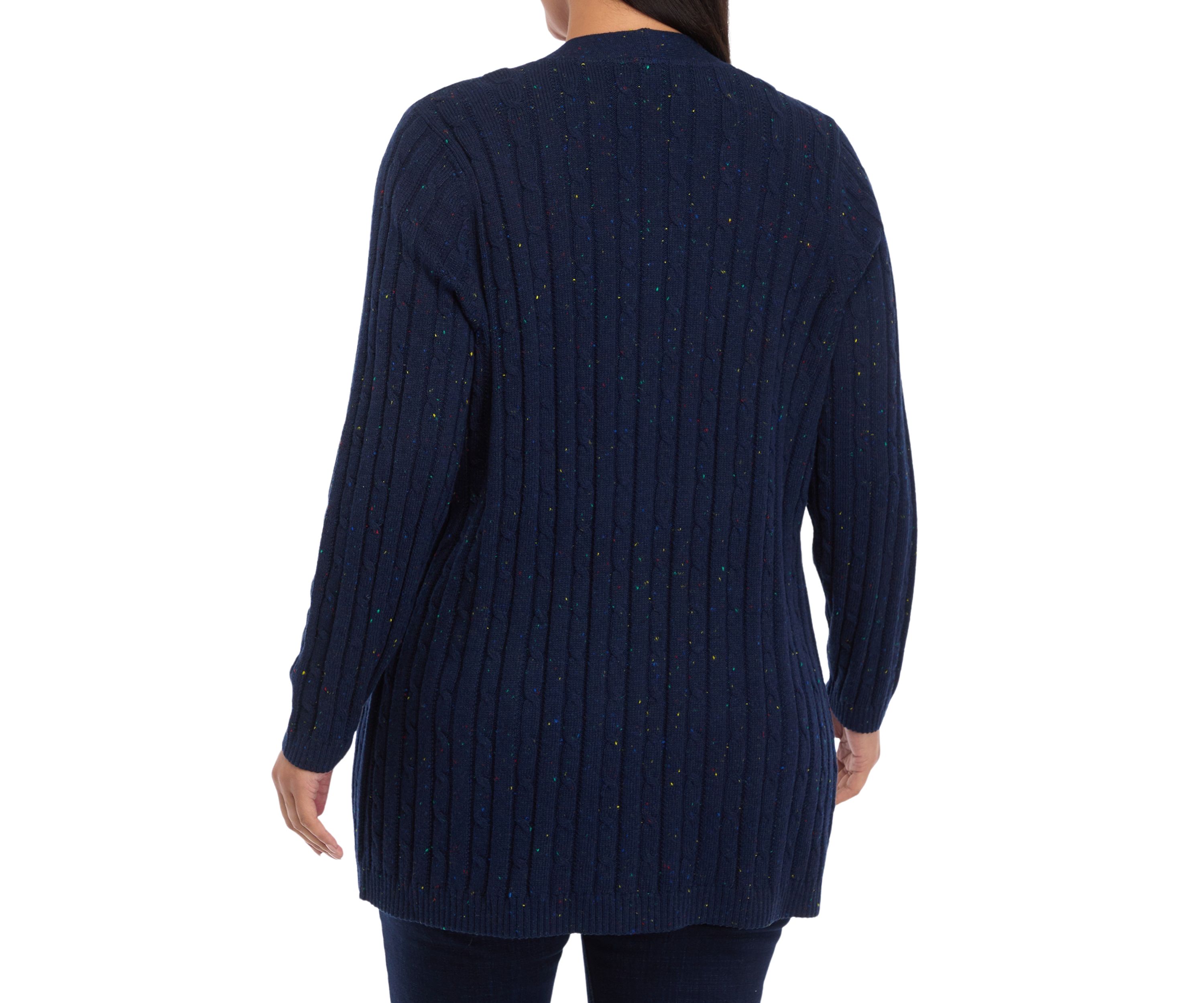  Plus Size Long Sleeve Cable Knit Cardigan 