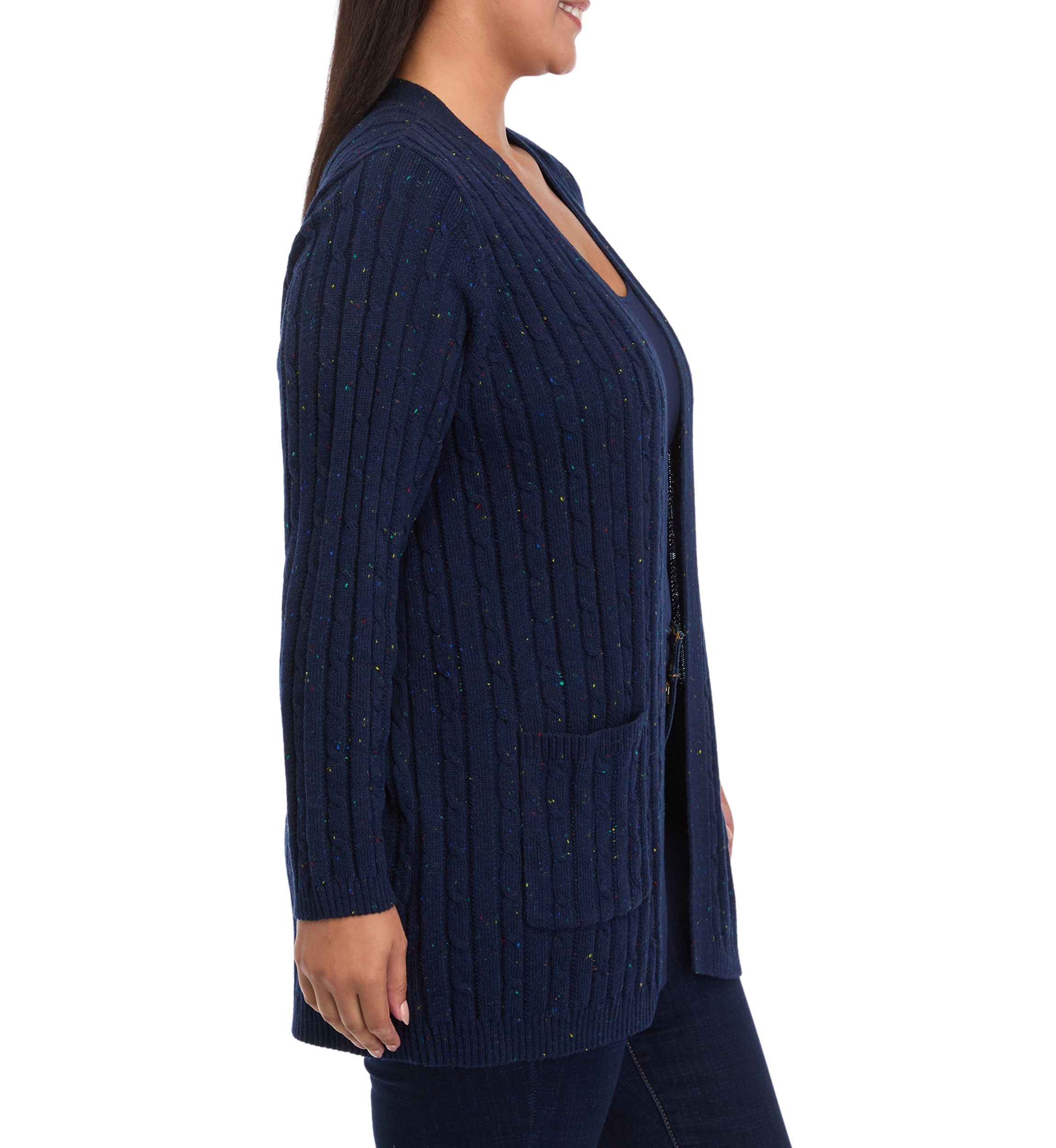  Plus Size Long Sleeve Cable Knit Cardigan 