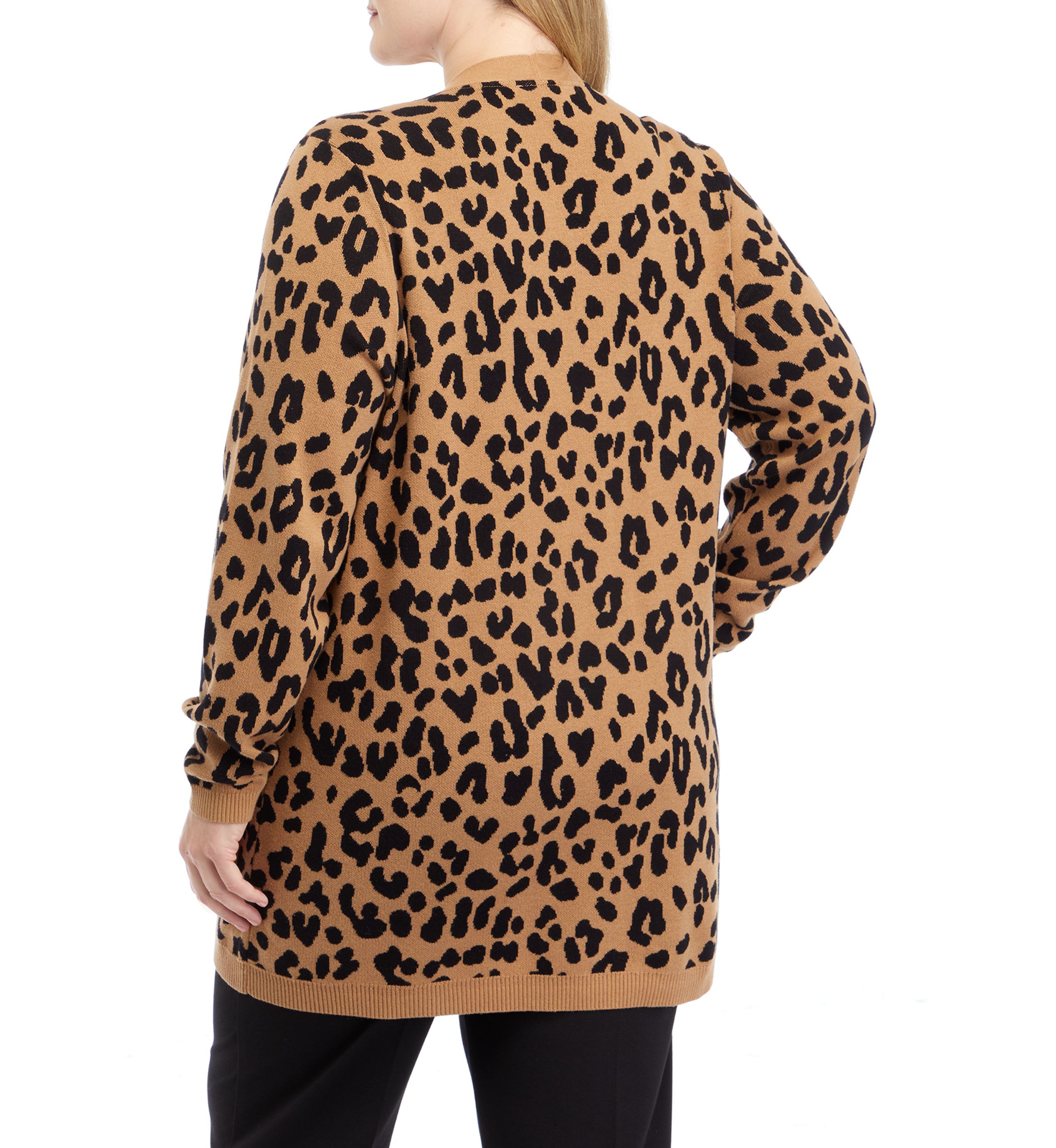 Plus Size Long Sleeve Animal Print Cardigan 