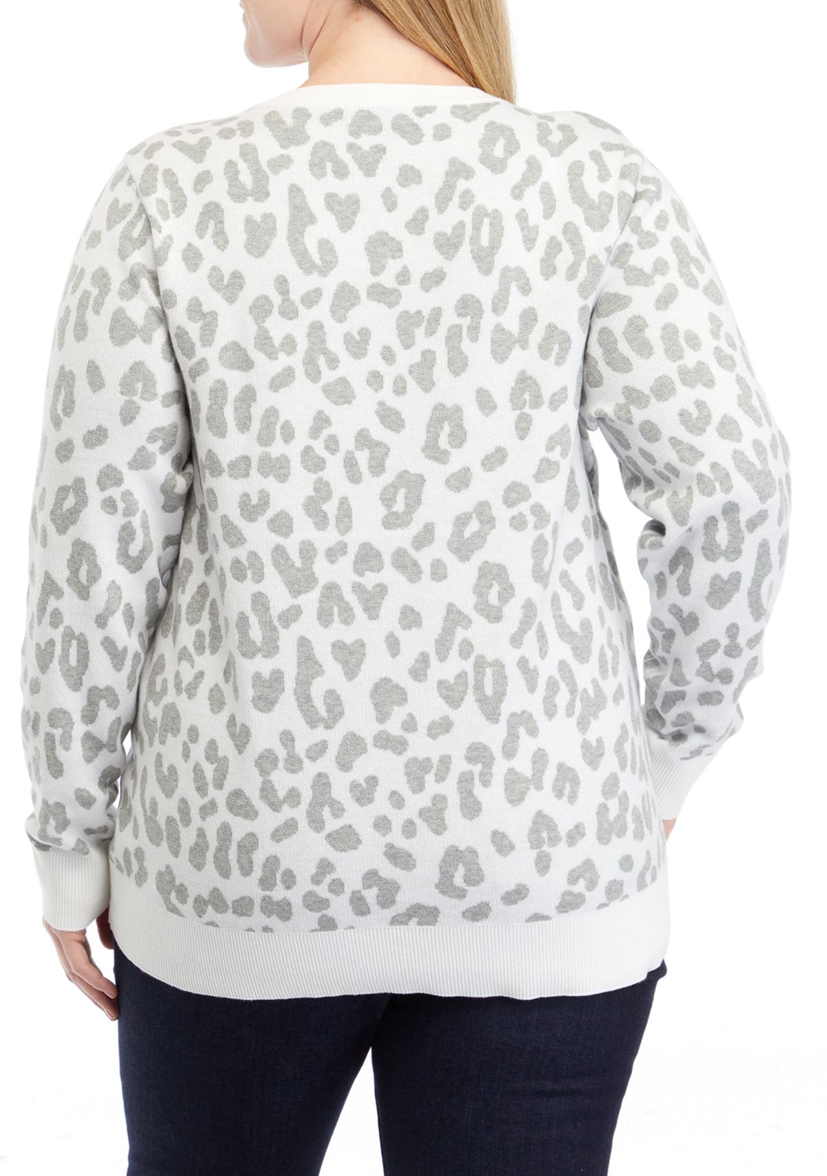 Plus Size Long Sleeve Jacquard Sweater