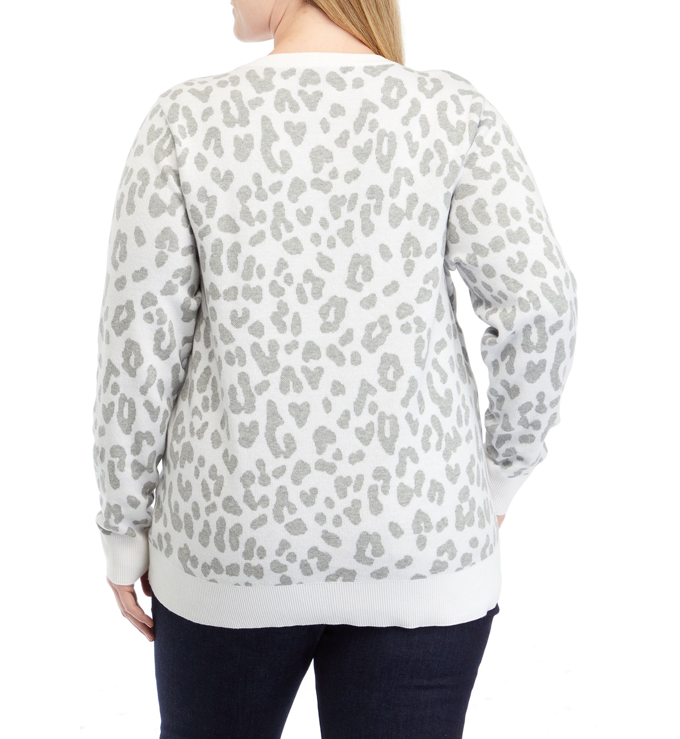 Plus Size Long Sleeve Jacquard Sweater