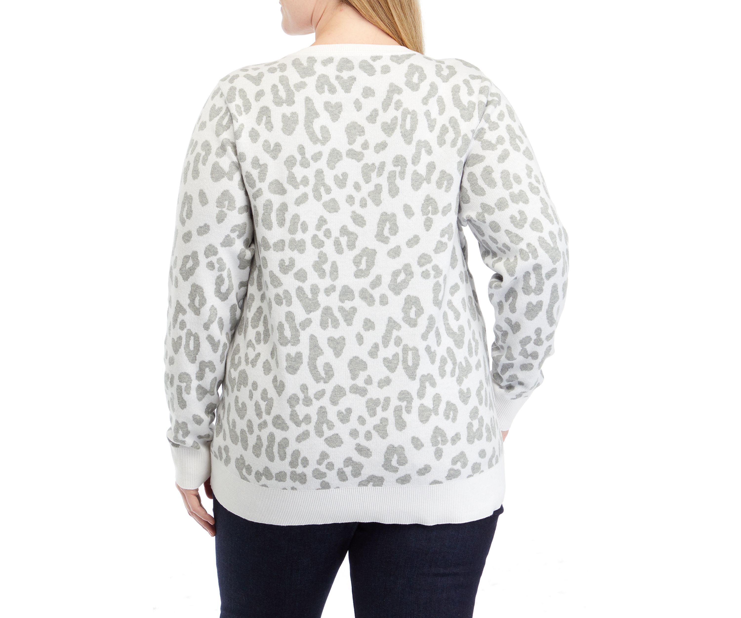 Plus Size Long Sleeve Jacquard Sweater