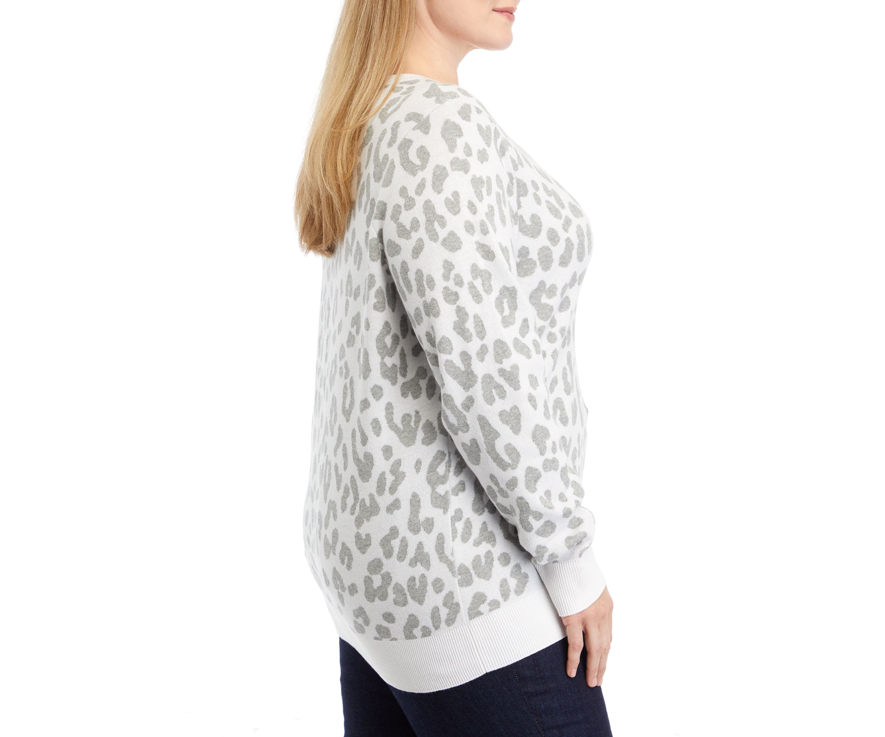 Plus Size Long Sleeve Jacquard Sweater