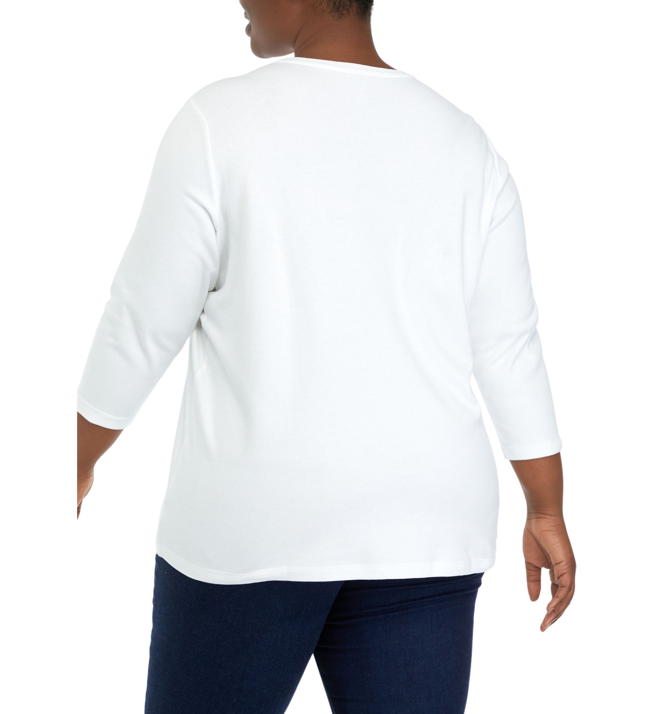 Plus Size 3/4 Sleeve Crew Neck Graphic T-Shirt
