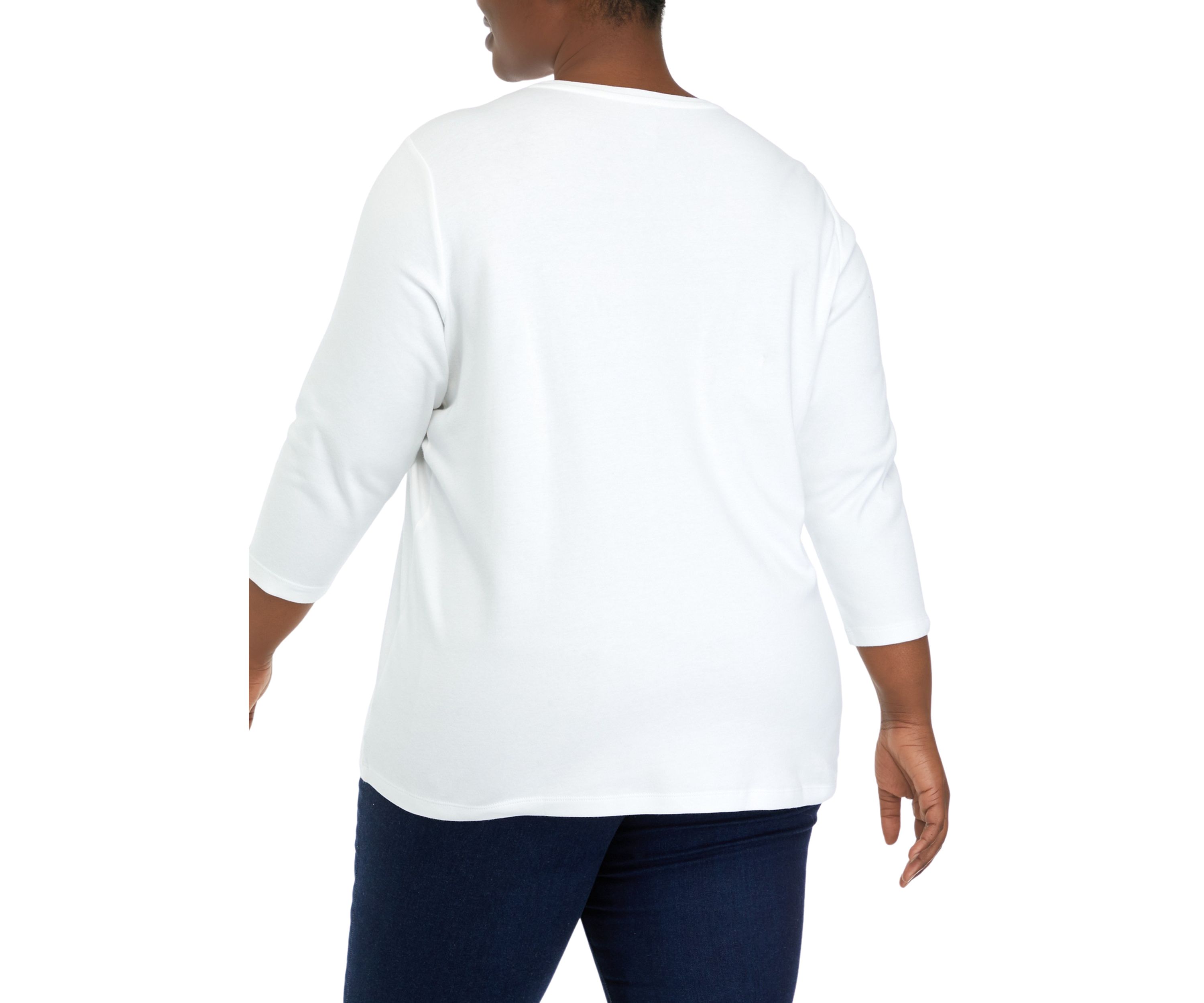 Plus Size 3/4 Sleeve Crew Neck Graphic T-Shirt