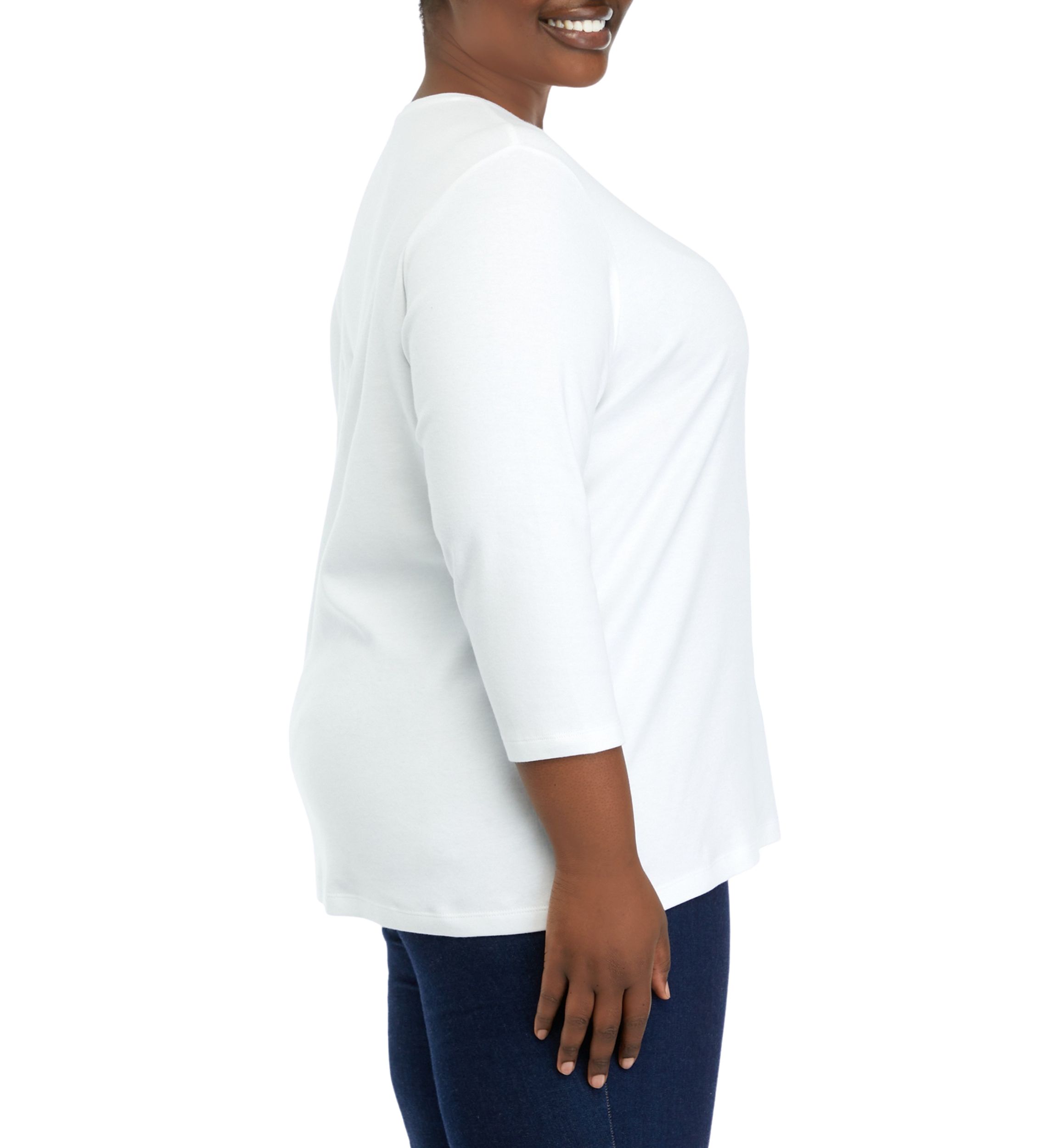 Plus Size 3/4 Sleeve Crew Neck Graphic T-Shirt