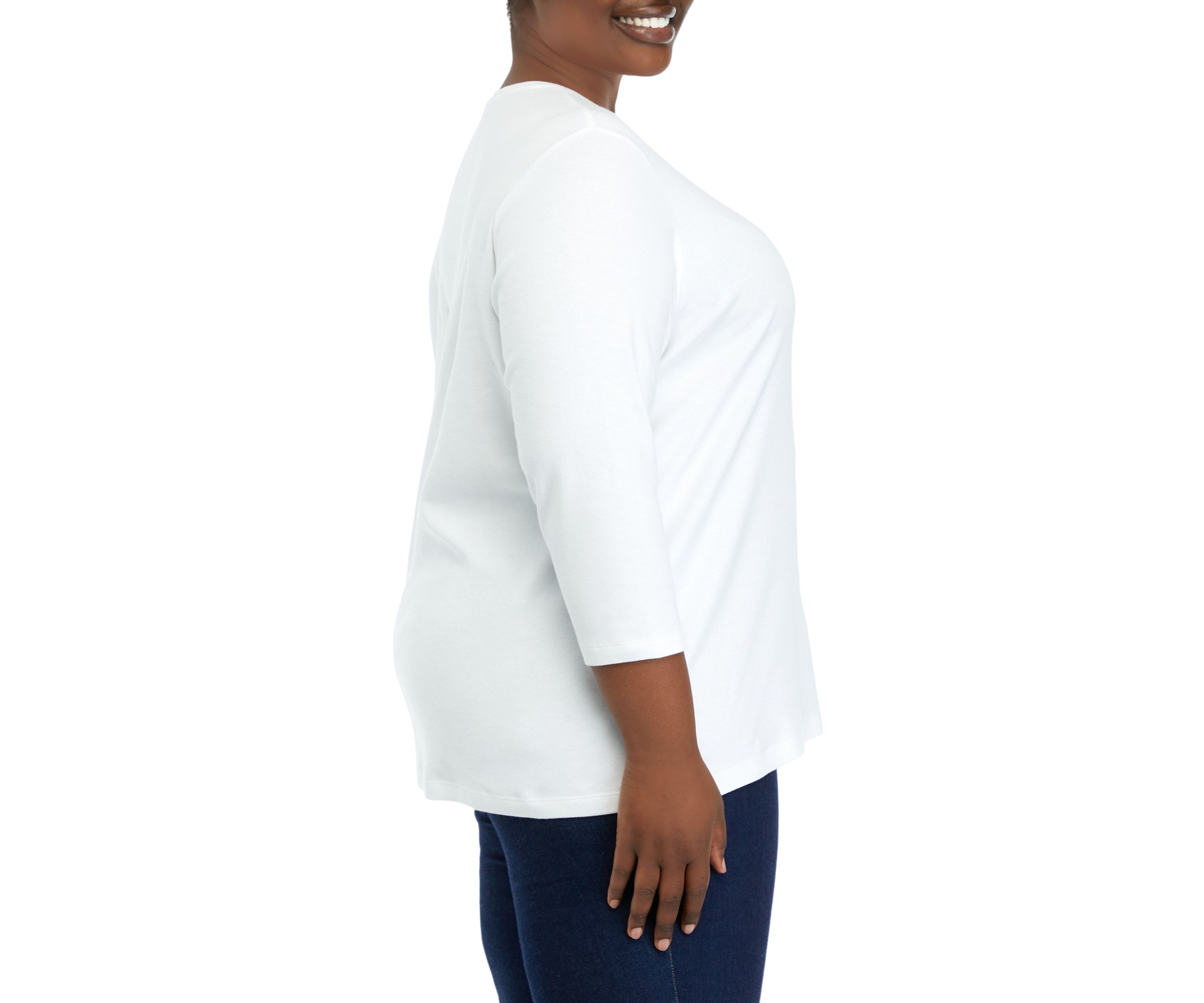 Plus Size 3/4 Sleeve Crew Neck Graphic T-Shirt