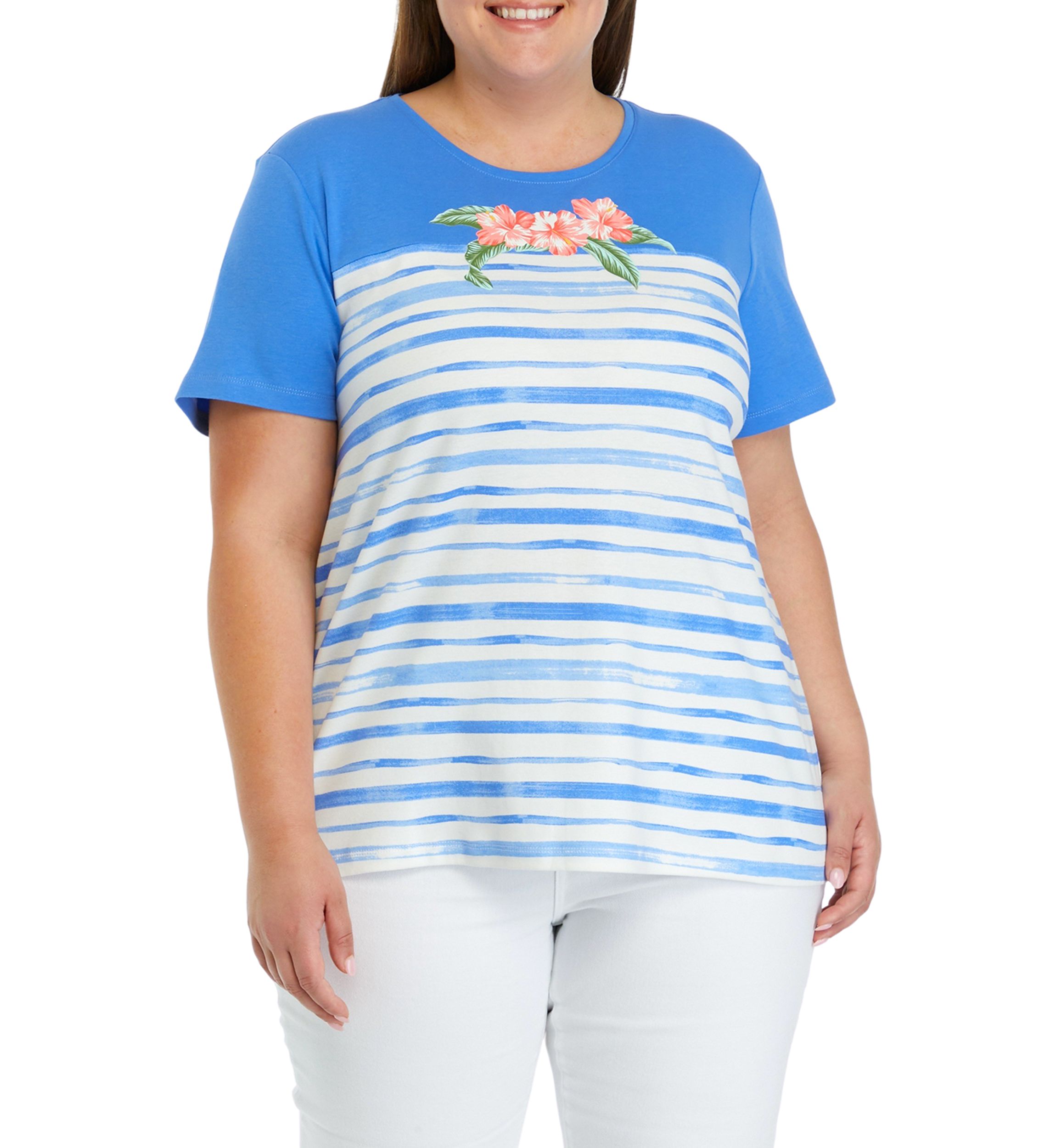 Plus Size Short Sleeve Crew Neck Graphic T-Shirt