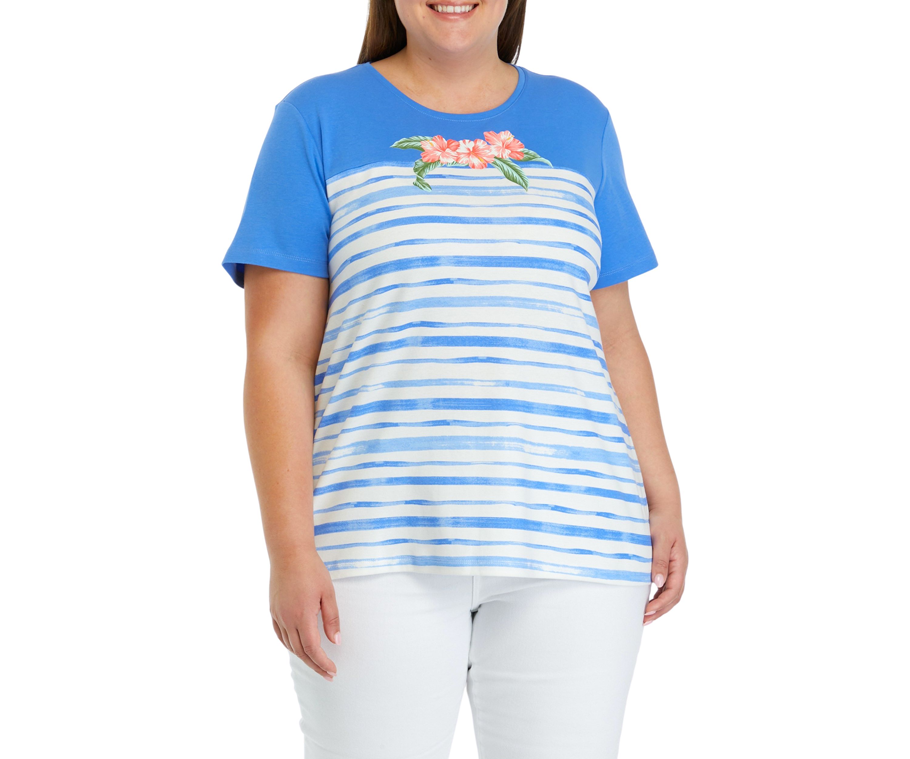 Plus Size Short Sleeve Crew Neck Graphic T-Shirt