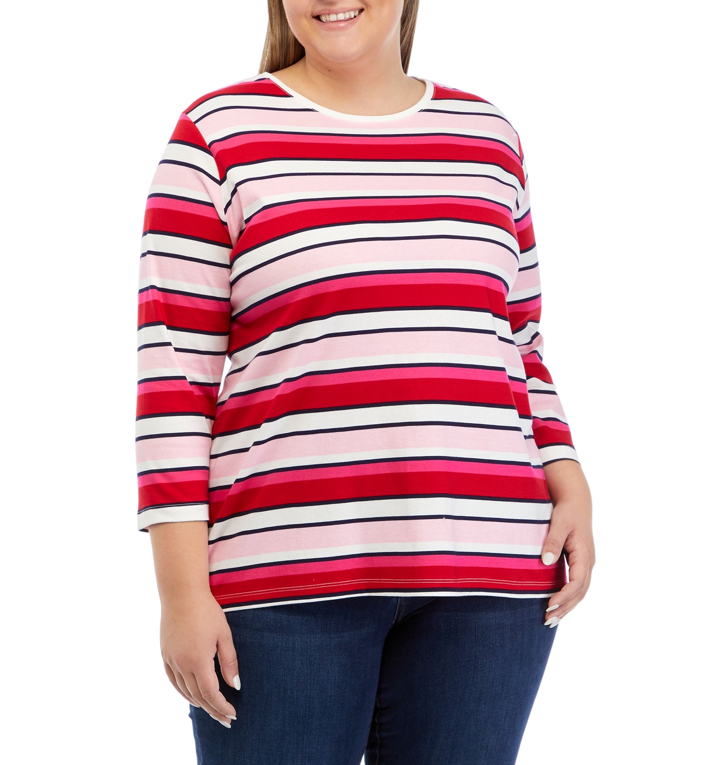 Plus Size Stripe Printed T-Shirt