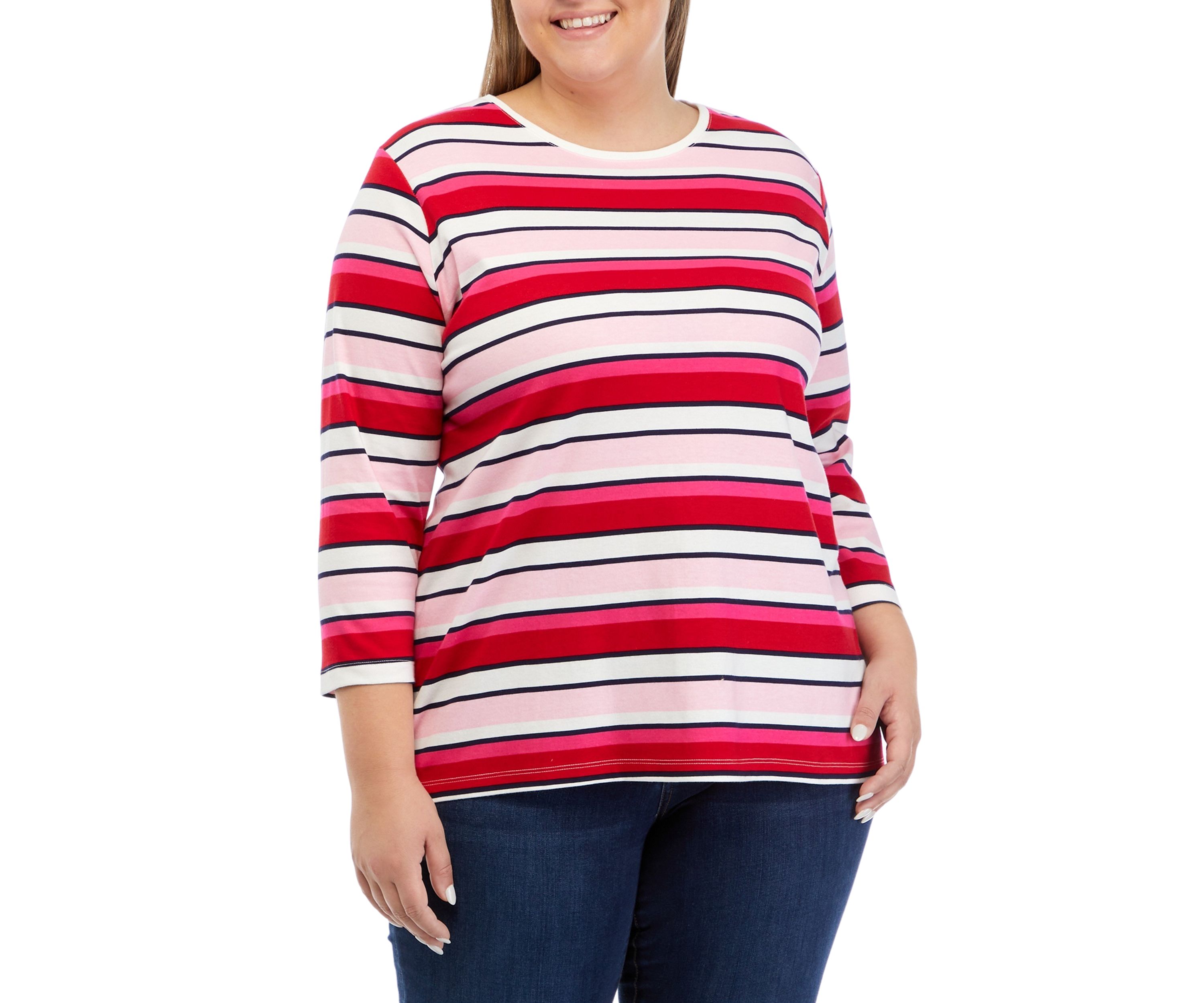 Plus Size Stripe Printed T-Shirt