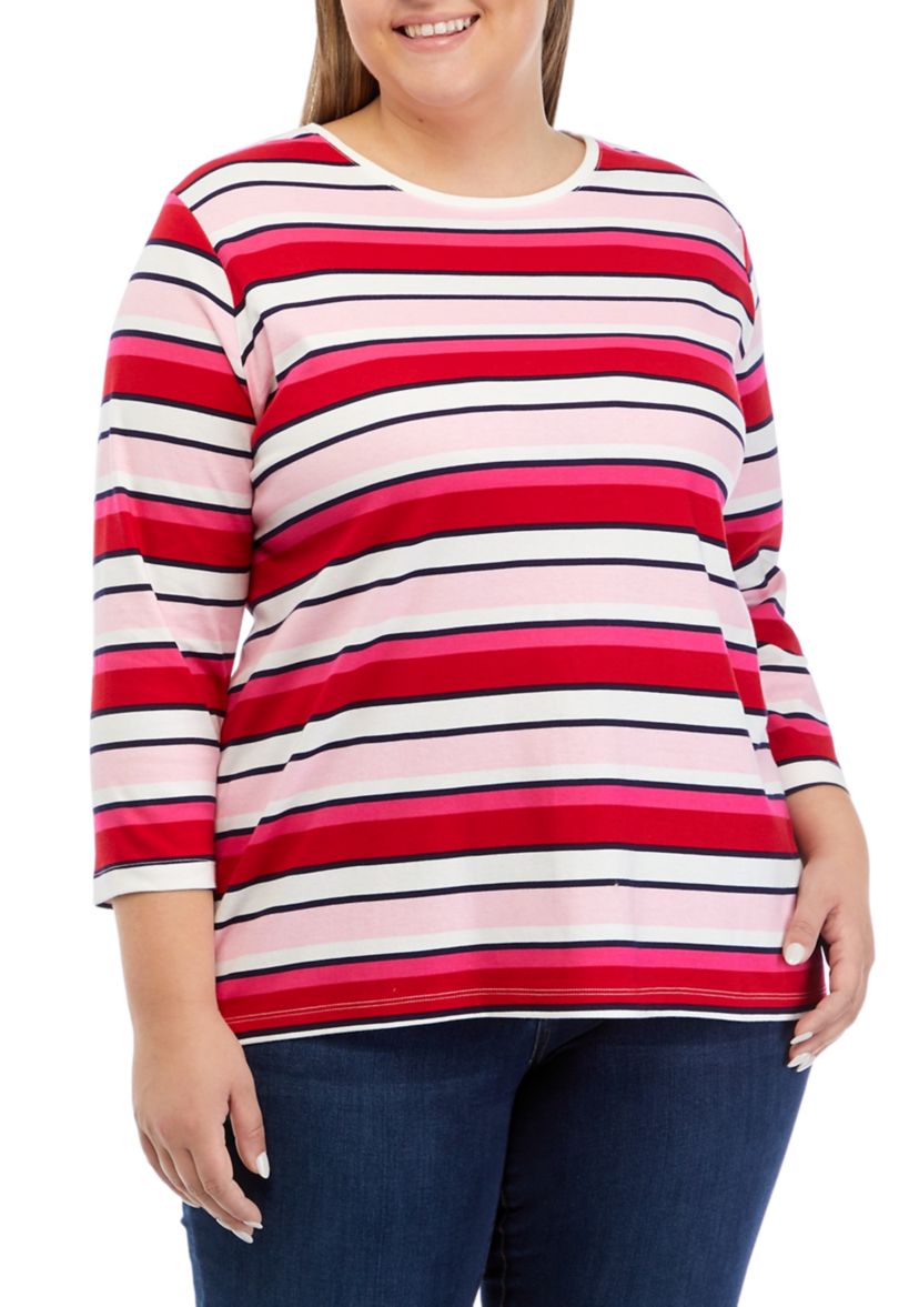 Plus Size Stripe Printed T-Shirt