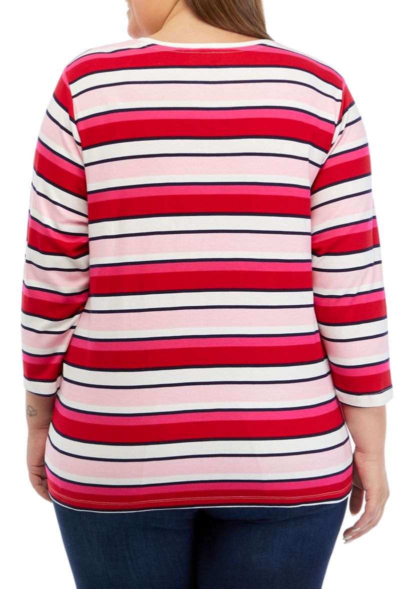 Plus Size Stripe Printed T-Shirt