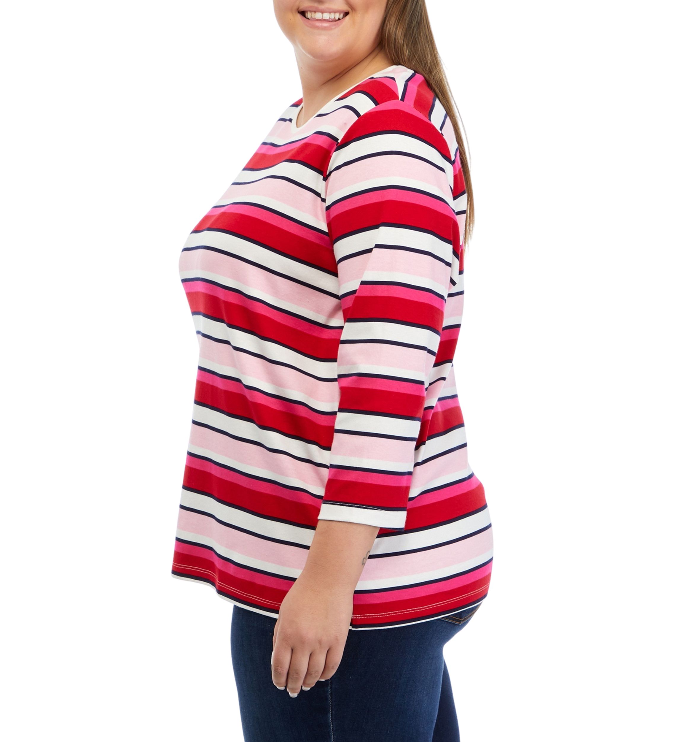 Plus Size Stripe Printed T-Shirt