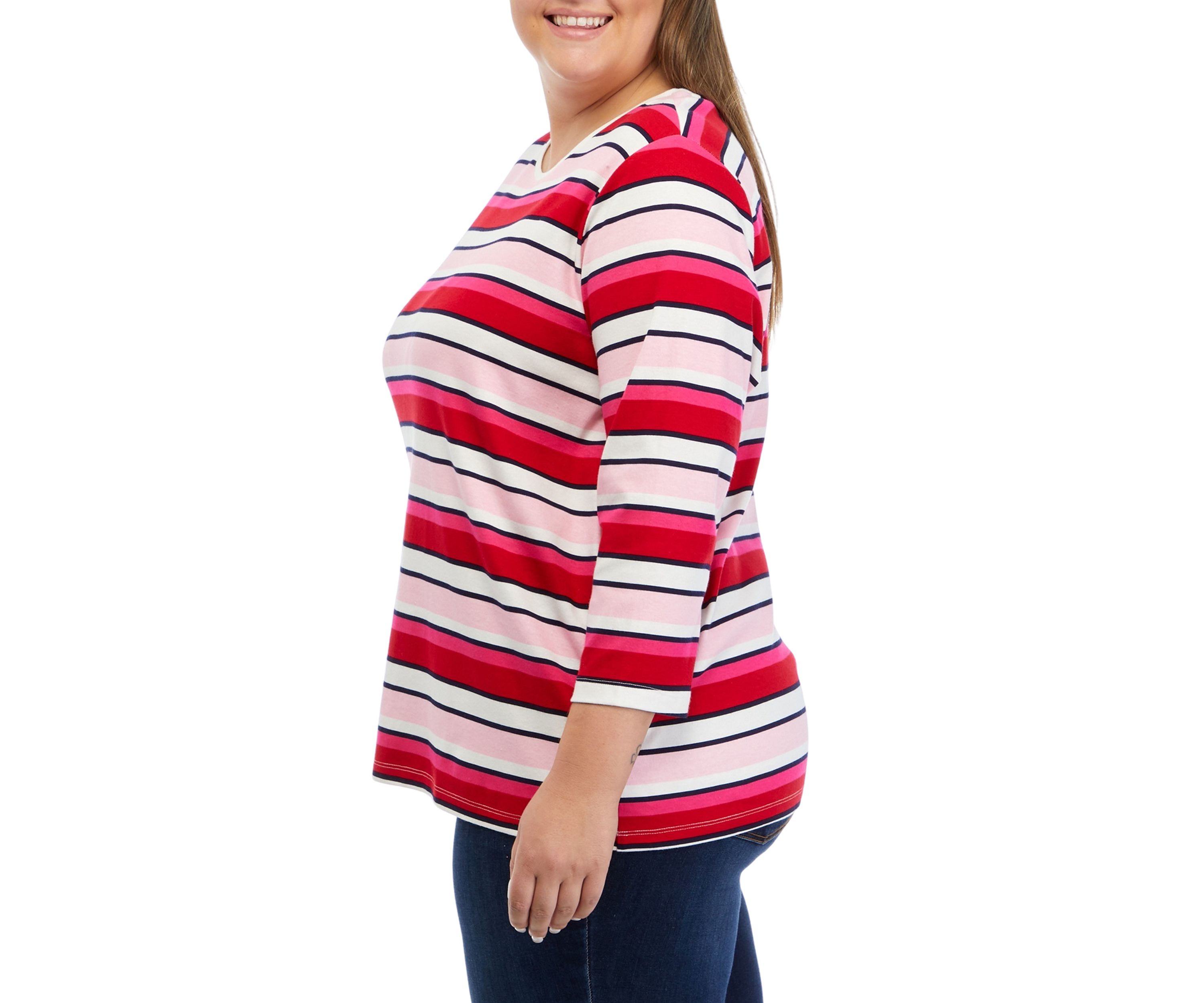 Plus Size Stripe Printed T-Shirt