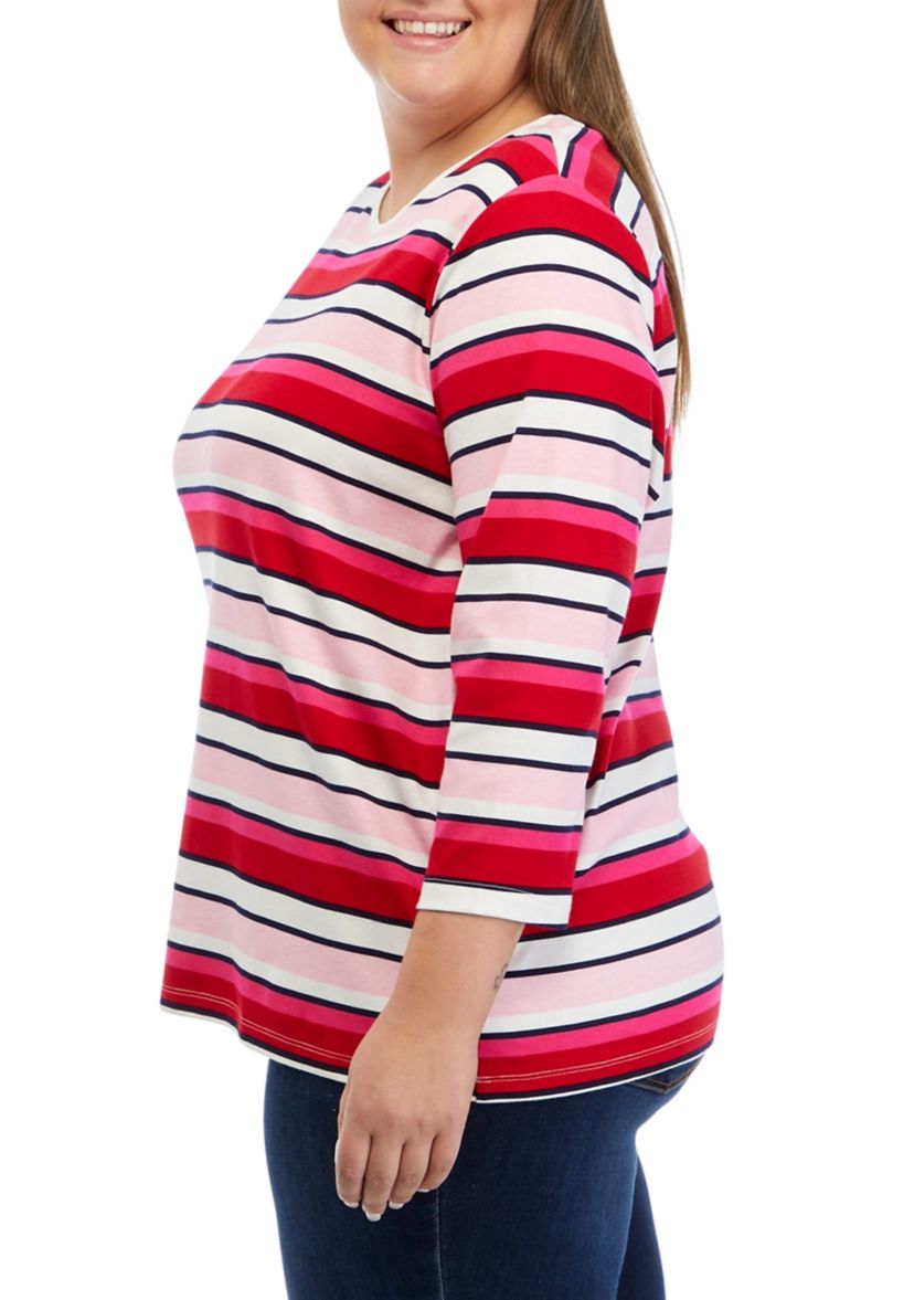 Plus Size Stripe Printed T-Shirt