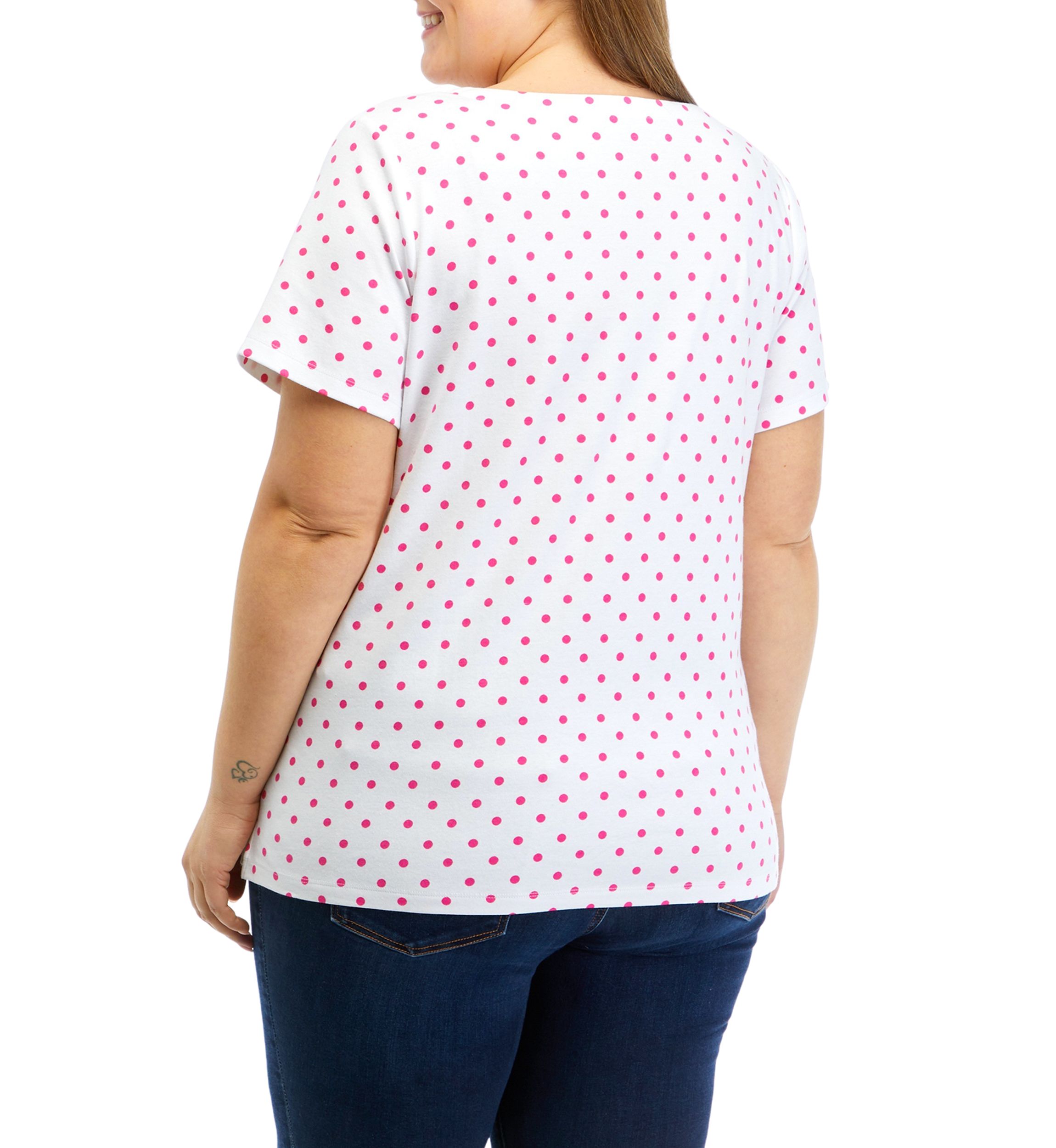 Plus Size Short Sleeve Split Neck Printed T-Shirt