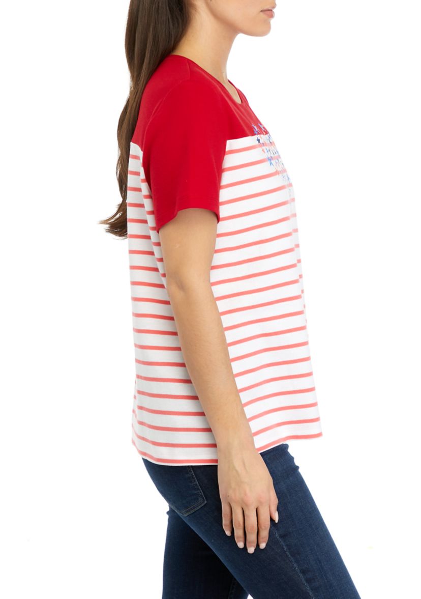 Plus Size Short Sleeve Printed Shirt