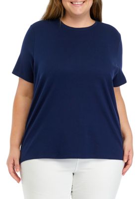 Kim Rogers® Women's Plus Size 3/4 Sleeve Henley Fashion T-Shirt