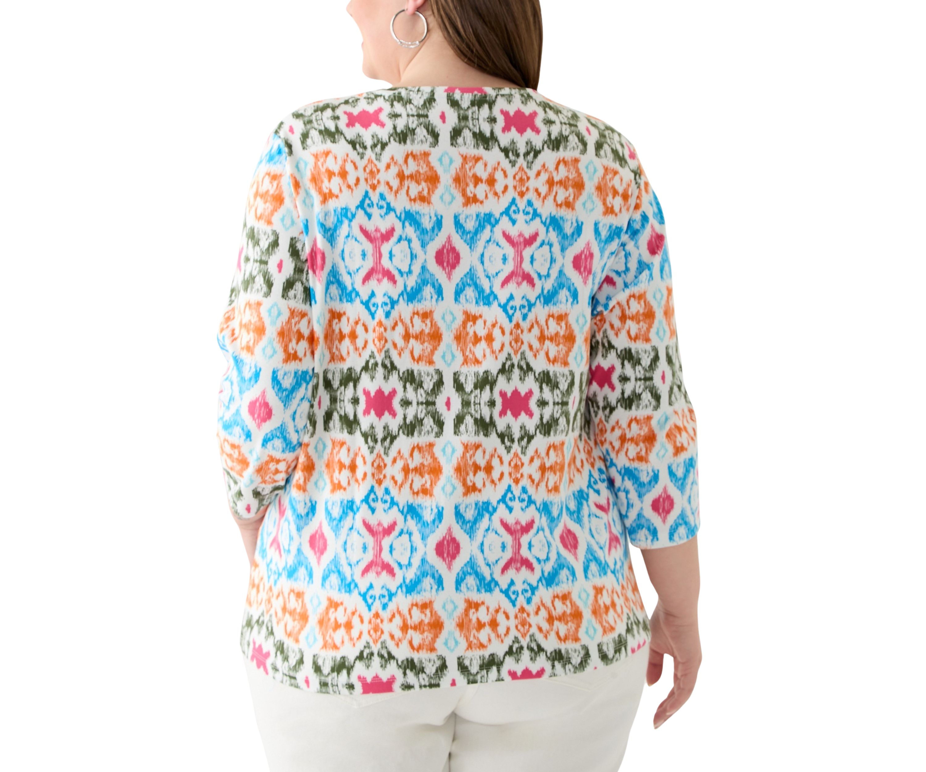 Plus Size 3/4 Sleeve Printed Shirt 