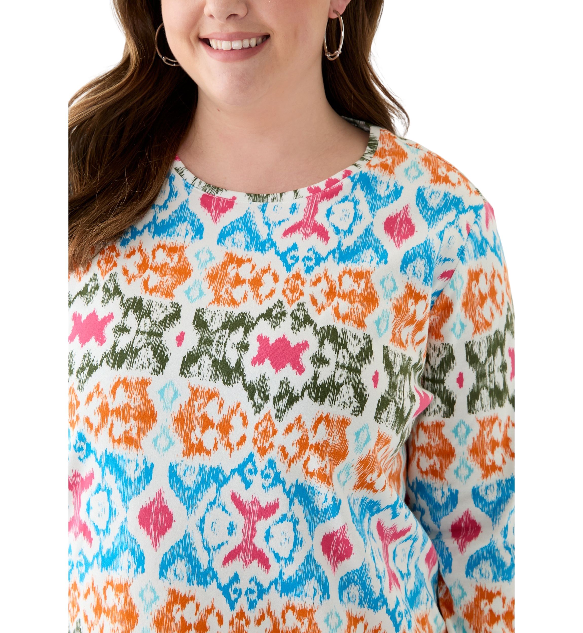 Plus Size 3/4 Sleeve Printed Shirt 