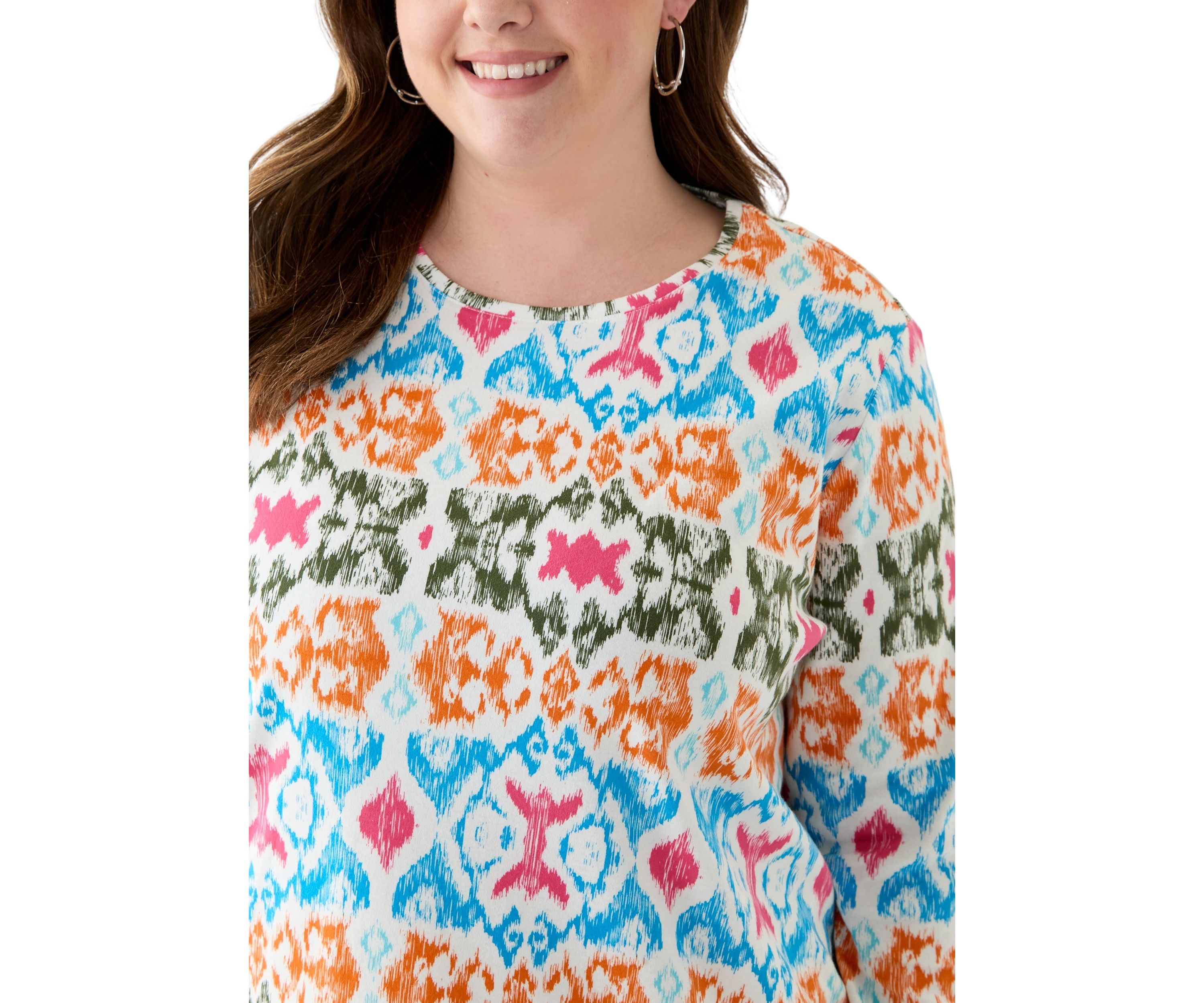 Plus Size 3/4 Sleeve Printed Shirt 