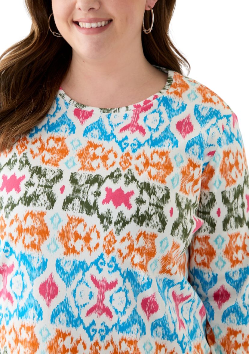 Plus Size 3/4 Sleeve Printed Shirt 