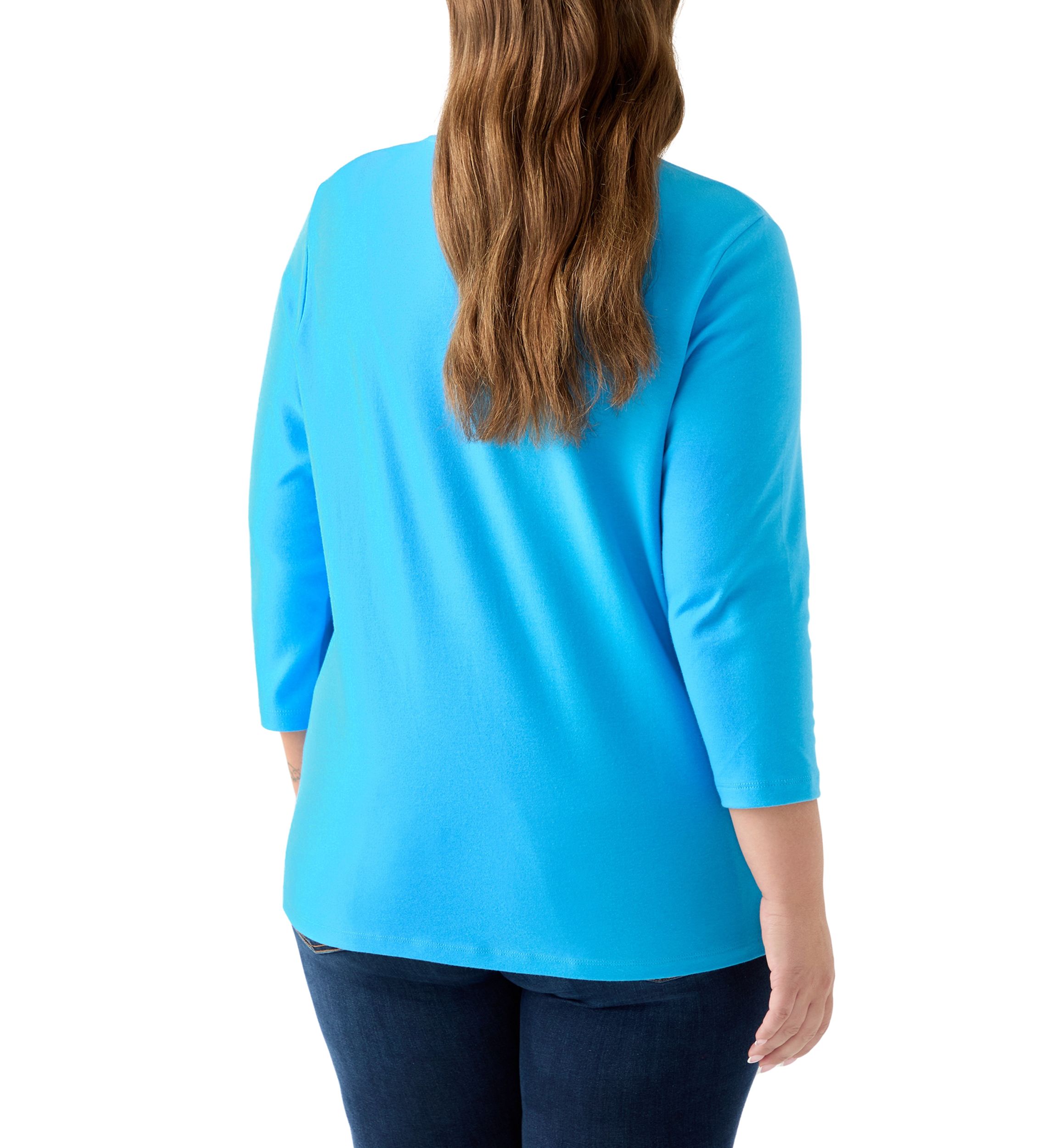 Plus Size 3/4 Sleeve Crew Neck Graphic T-Shirt