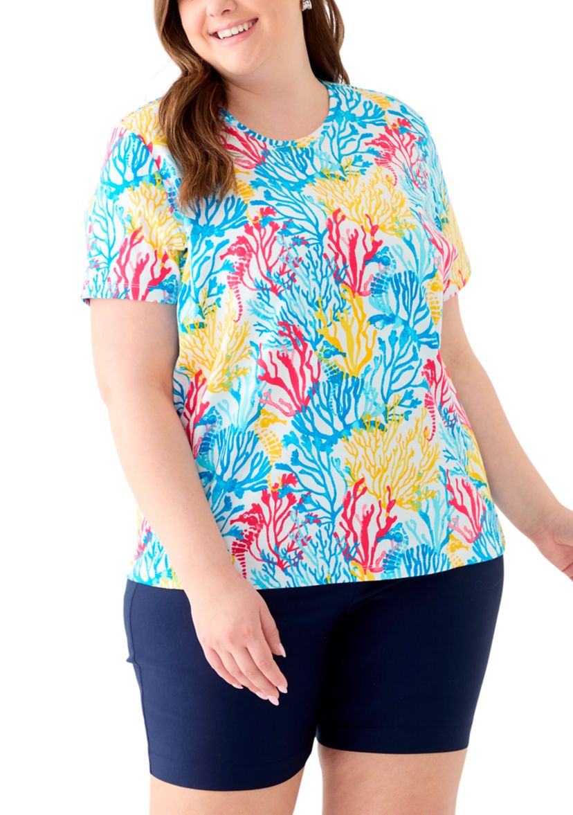 Plus Size Printed Crew Neck Top