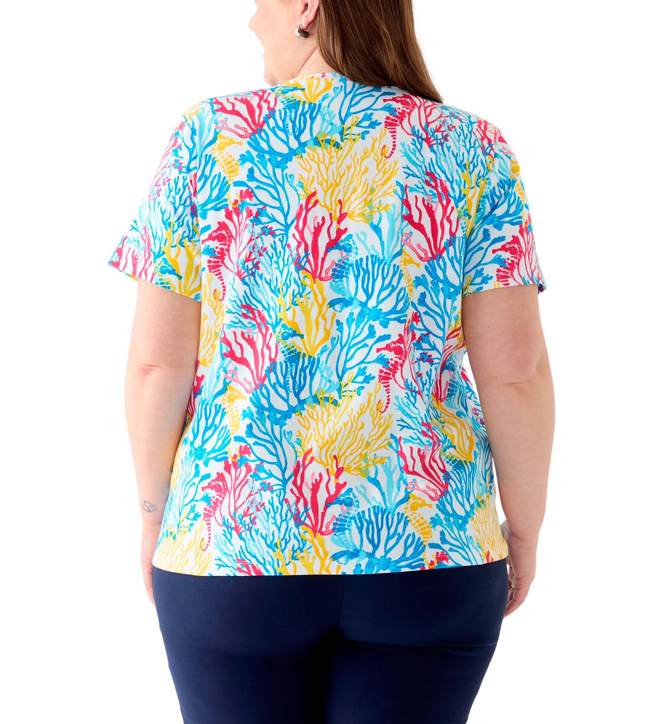 Plus Size Printed Crew Neck Top