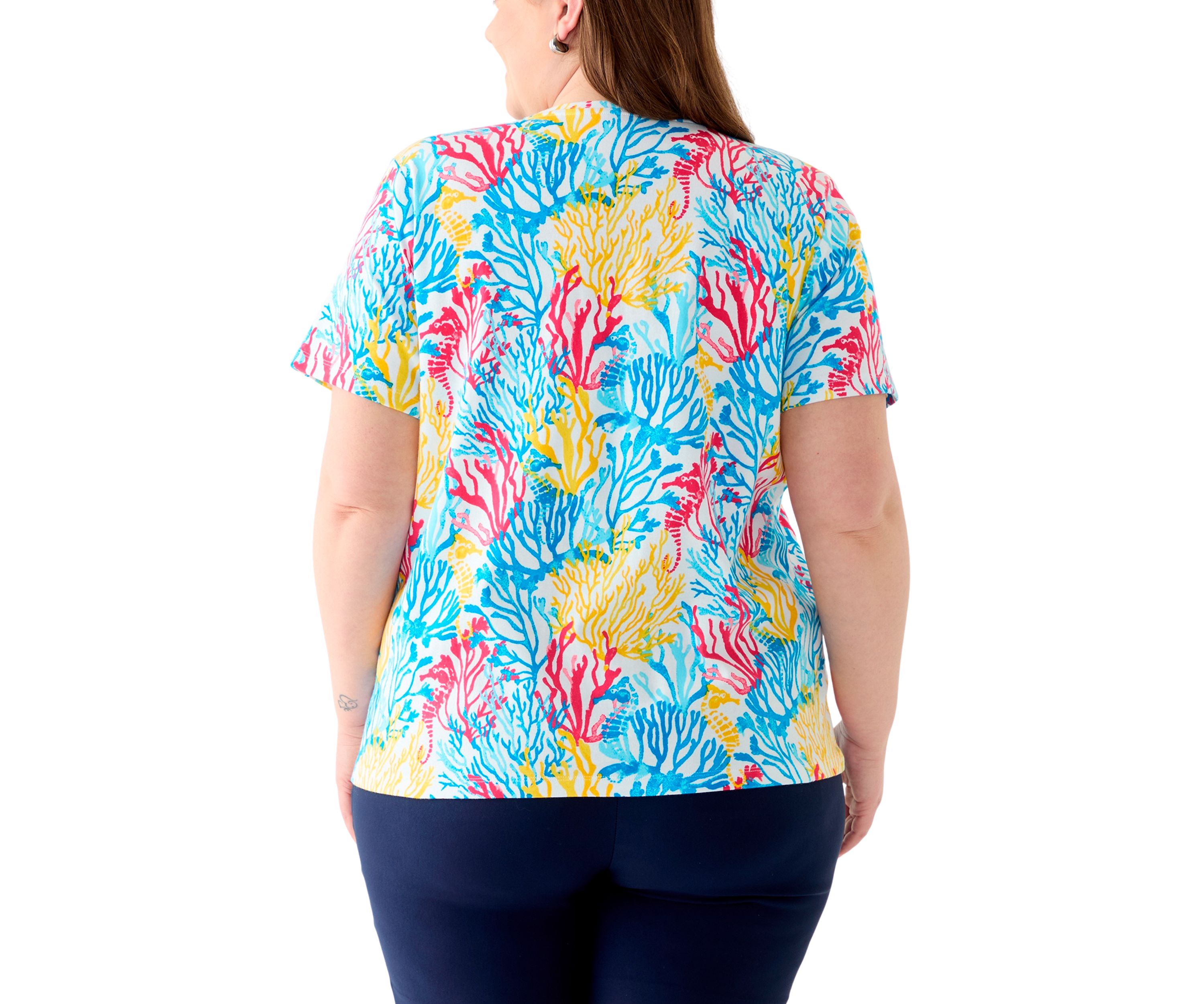 Plus Size Printed Crew Neck Top
