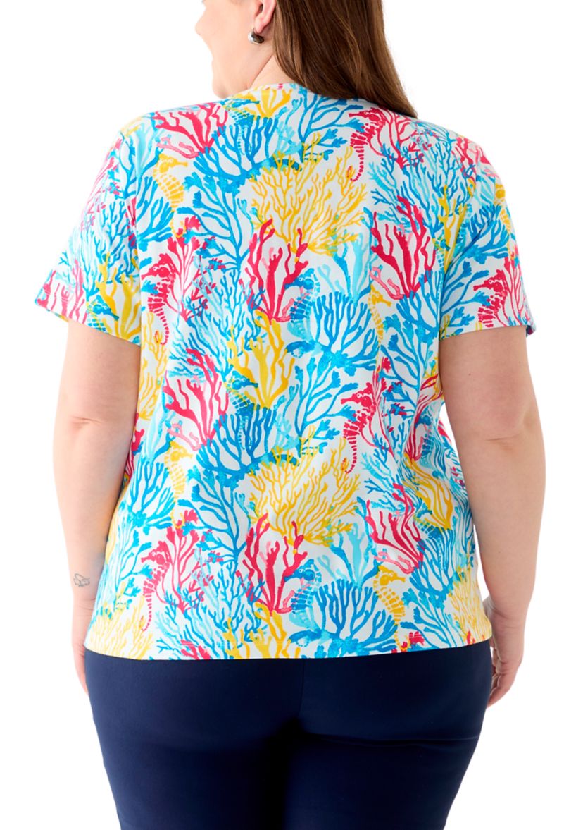 Plus Size Printed Crew Neck Top