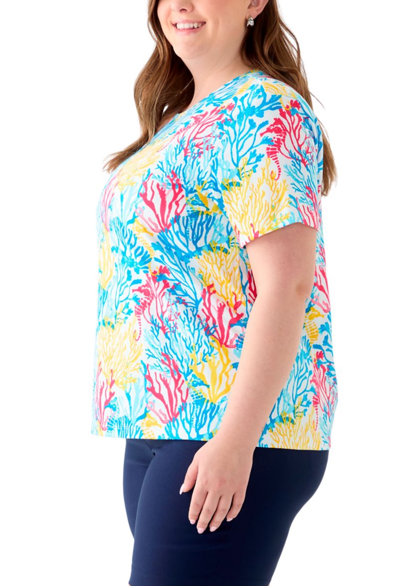 Plus Size Printed Crew Neck Top