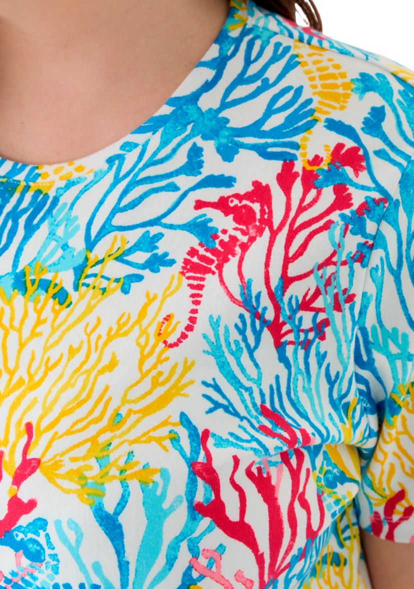 Plus Size Printed Crew Neck Top
