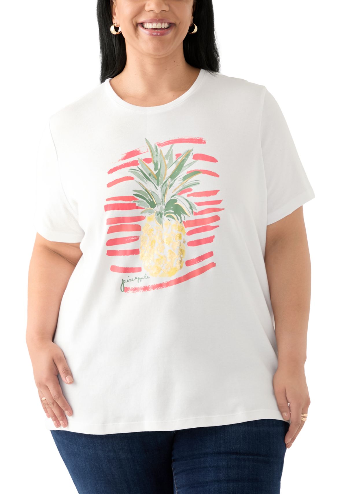 Plus Size Short Sleeve Crew Neck Graphic T-Shirt