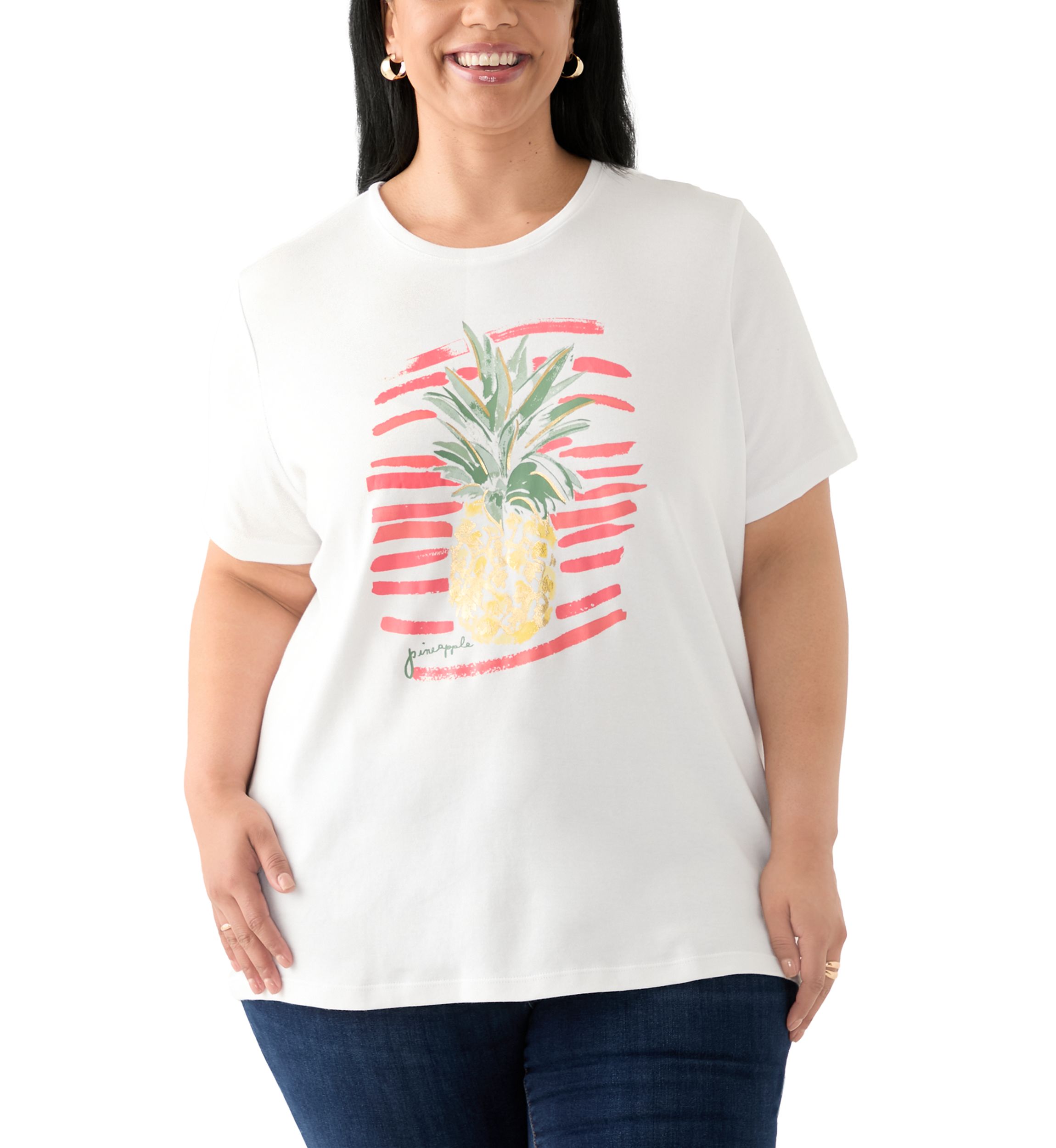 Plus Size Short Sleeve Crew Neck Graphic T-Shirt
