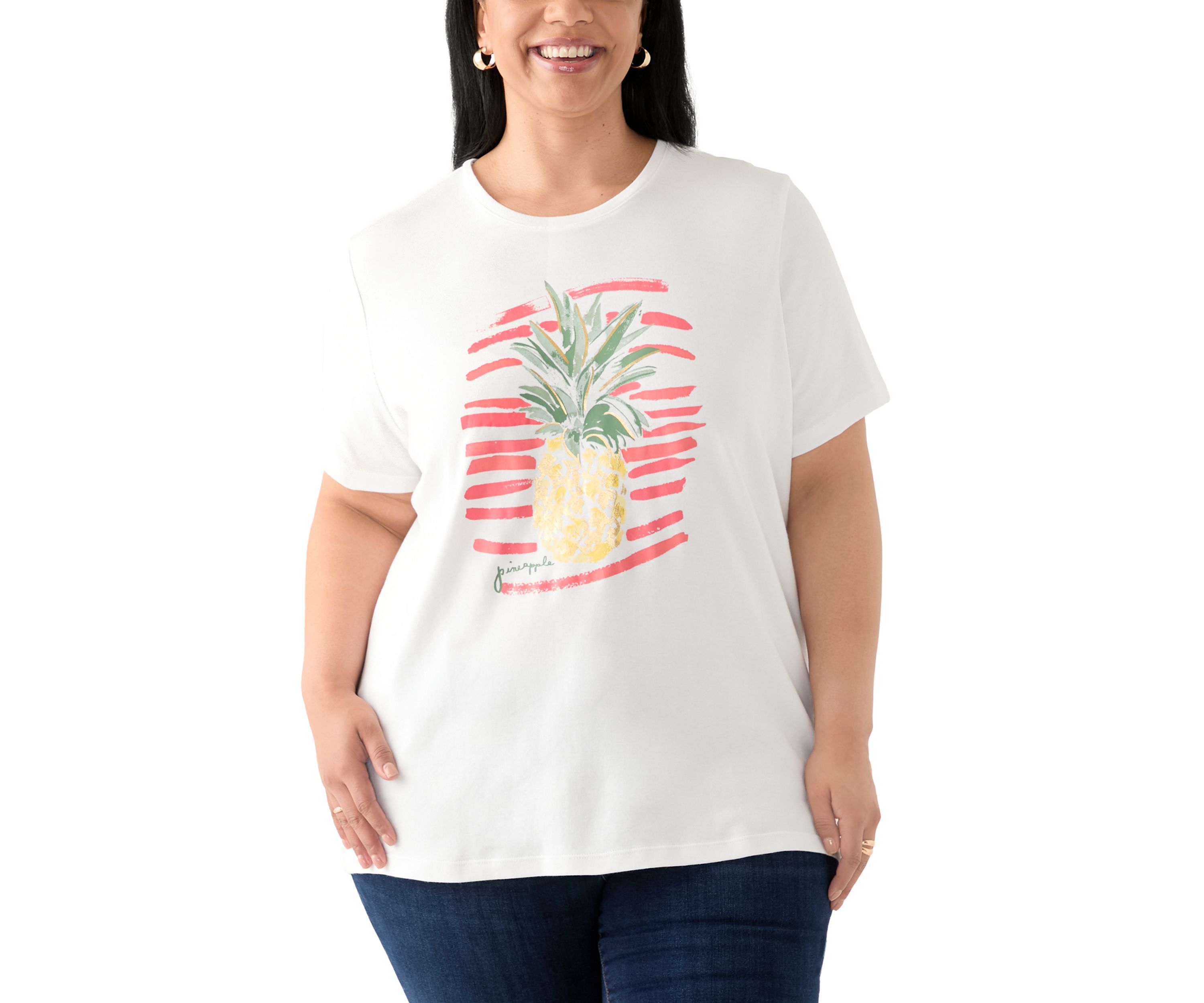 Plus Size Short Sleeve Crew Neck Graphic T-Shirt