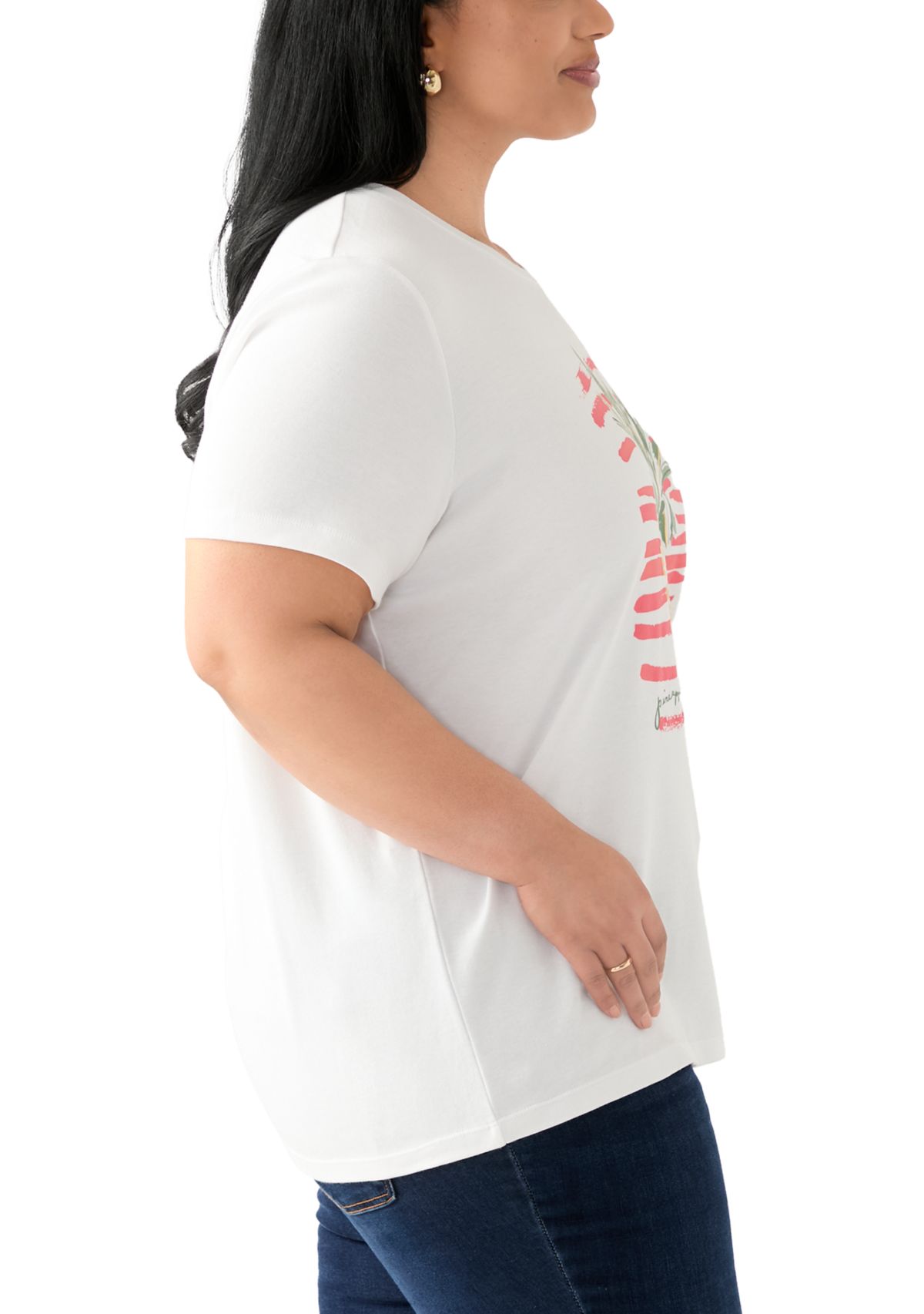Plus Size Short Sleeve Crew Neck Graphic T-Shirt