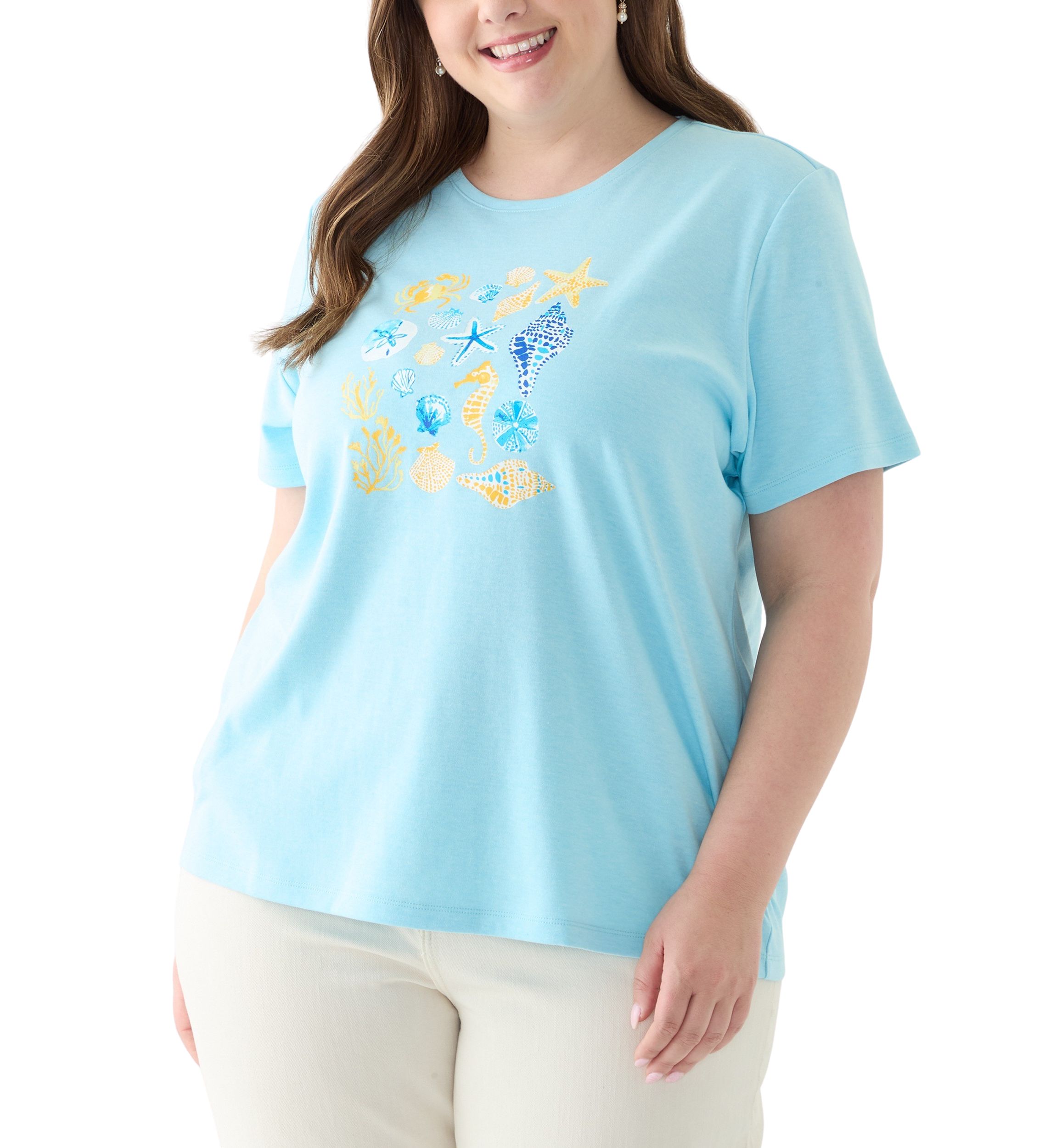 Plus Size Seashell Graphic T-Shirt 