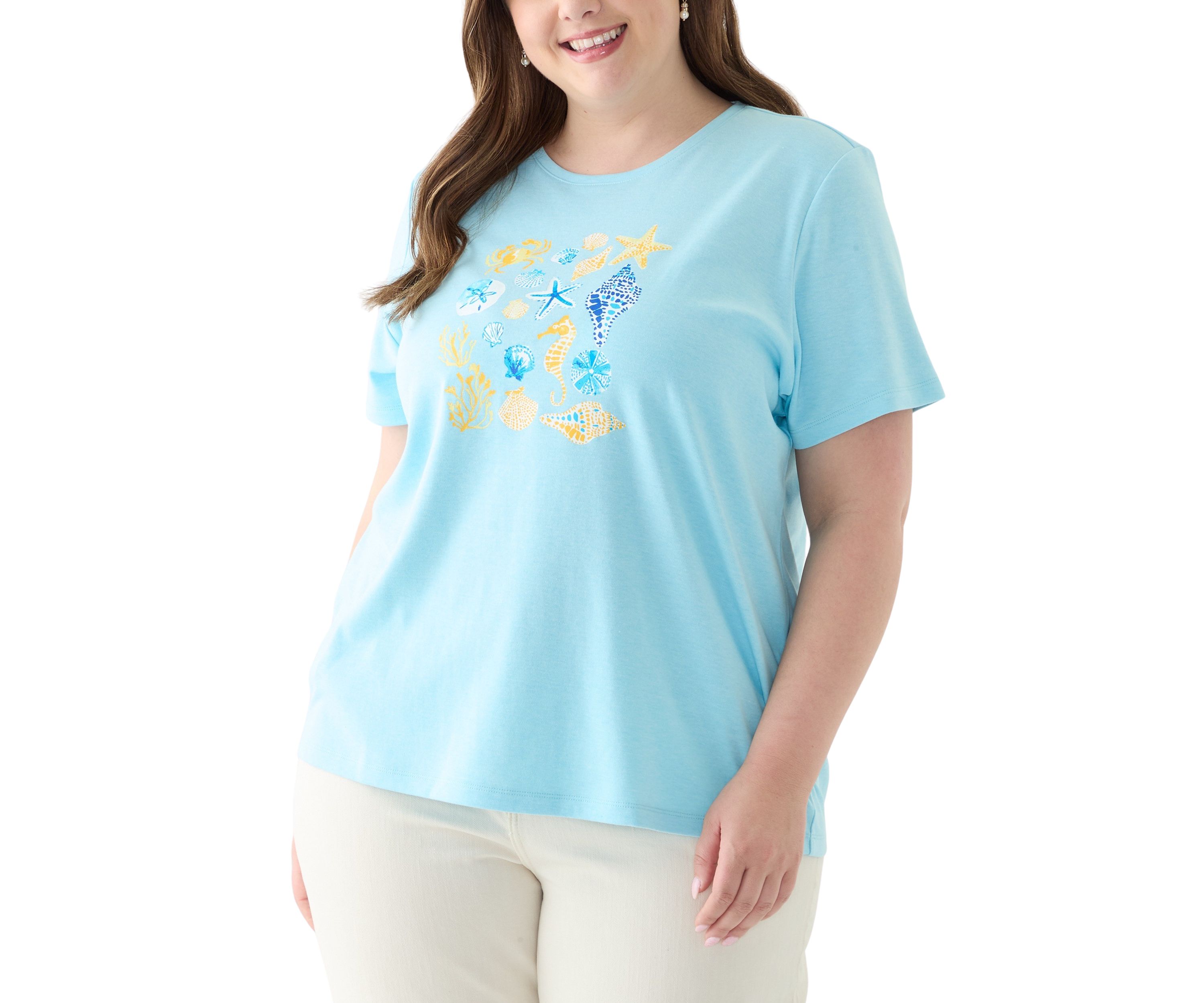 Plus Size Seashell Graphic T-Shirt 