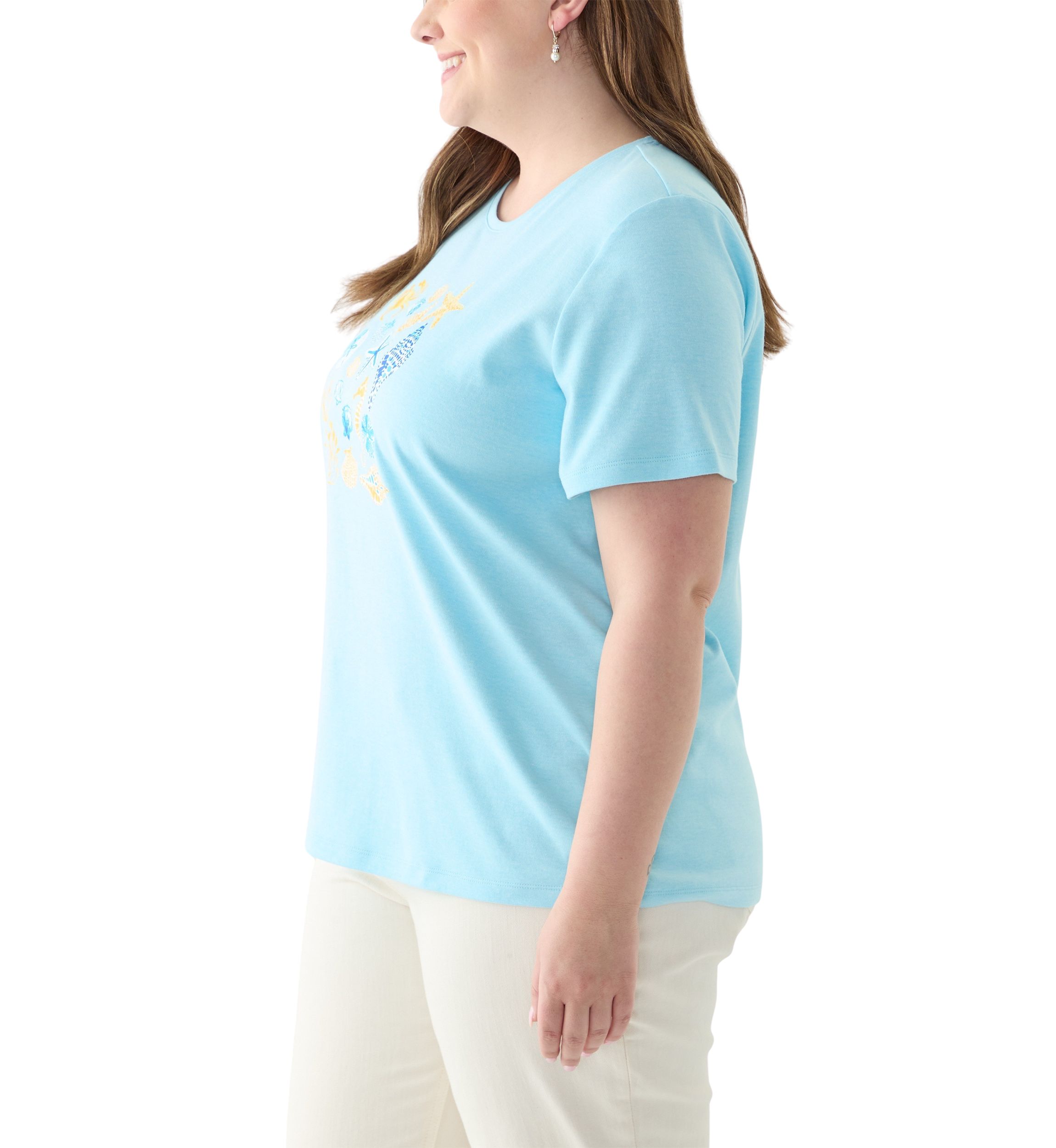 Plus Size Seashell Graphic T-Shirt 