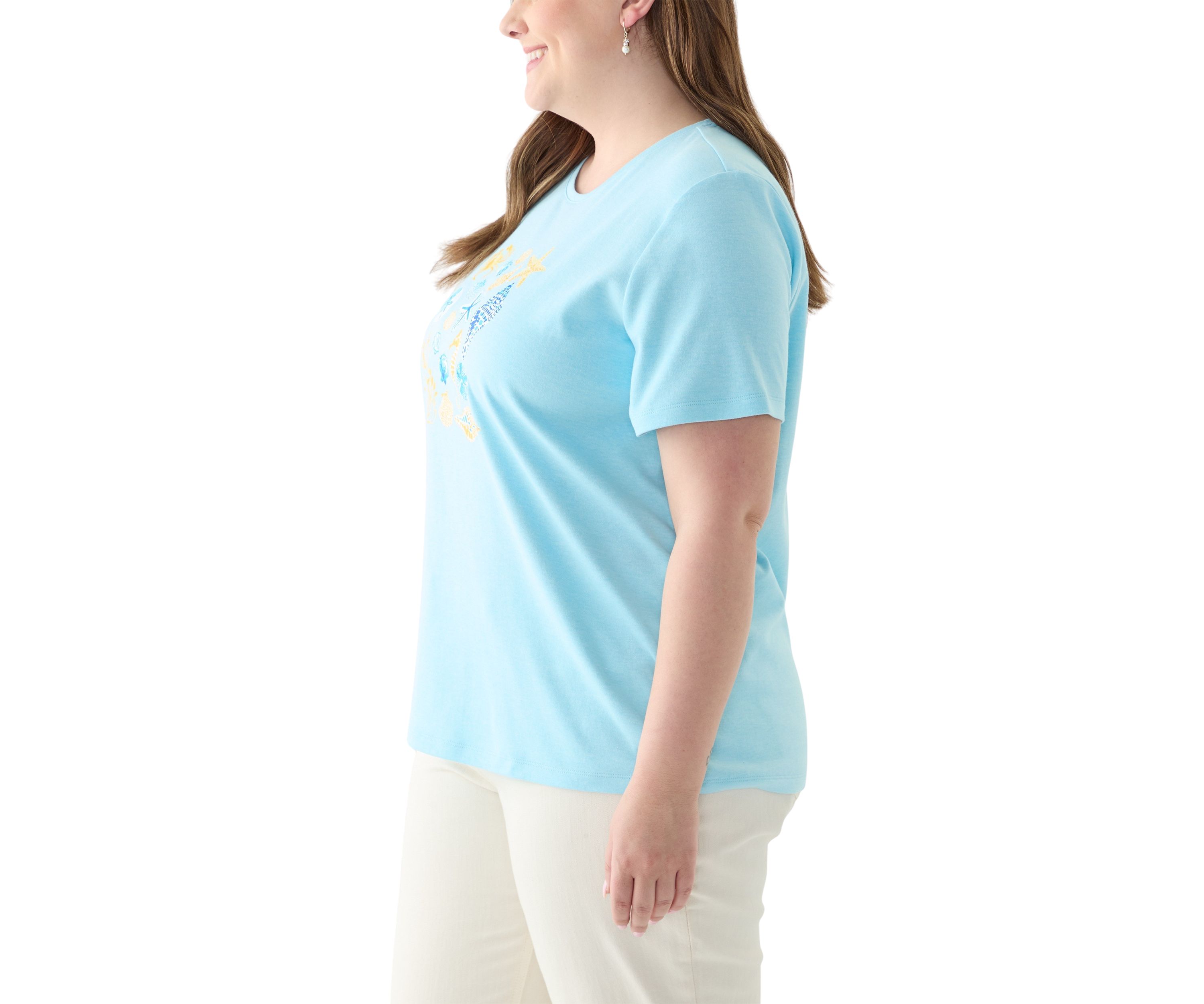 Plus Size Seashell Graphic T-Shirt 