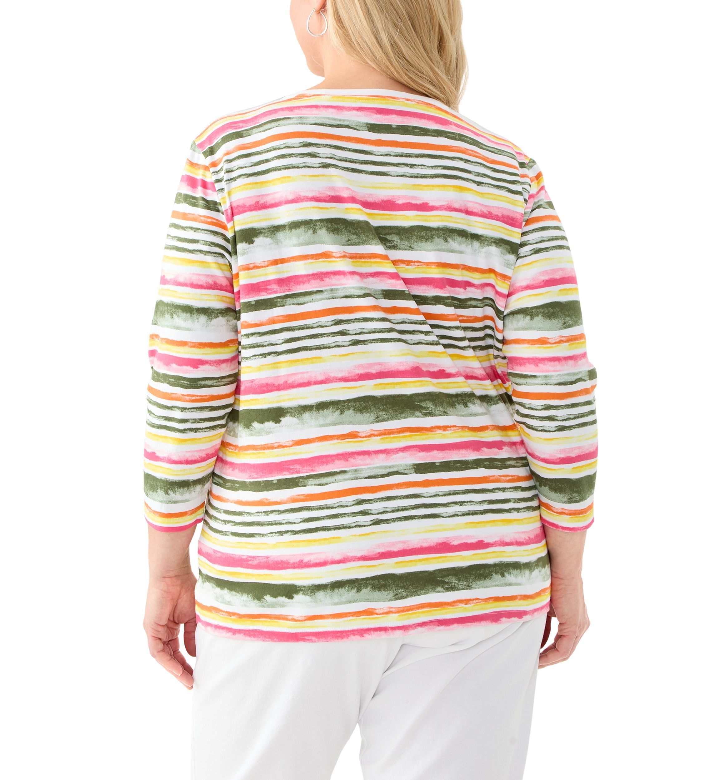 Plus Size 3/4 Sleeve Printed Shirt 