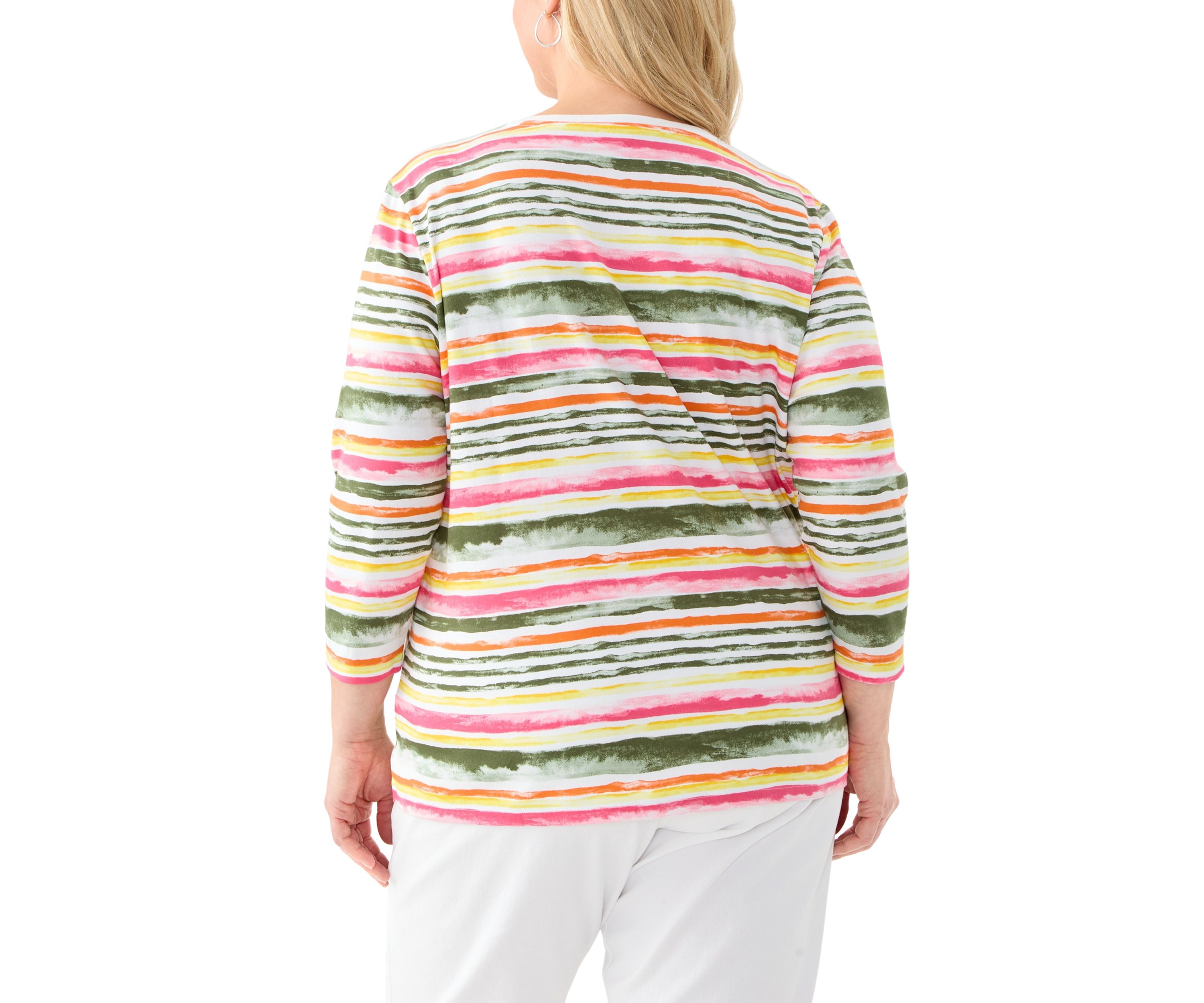 Plus Size 3/4 Sleeve Printed Shirt 